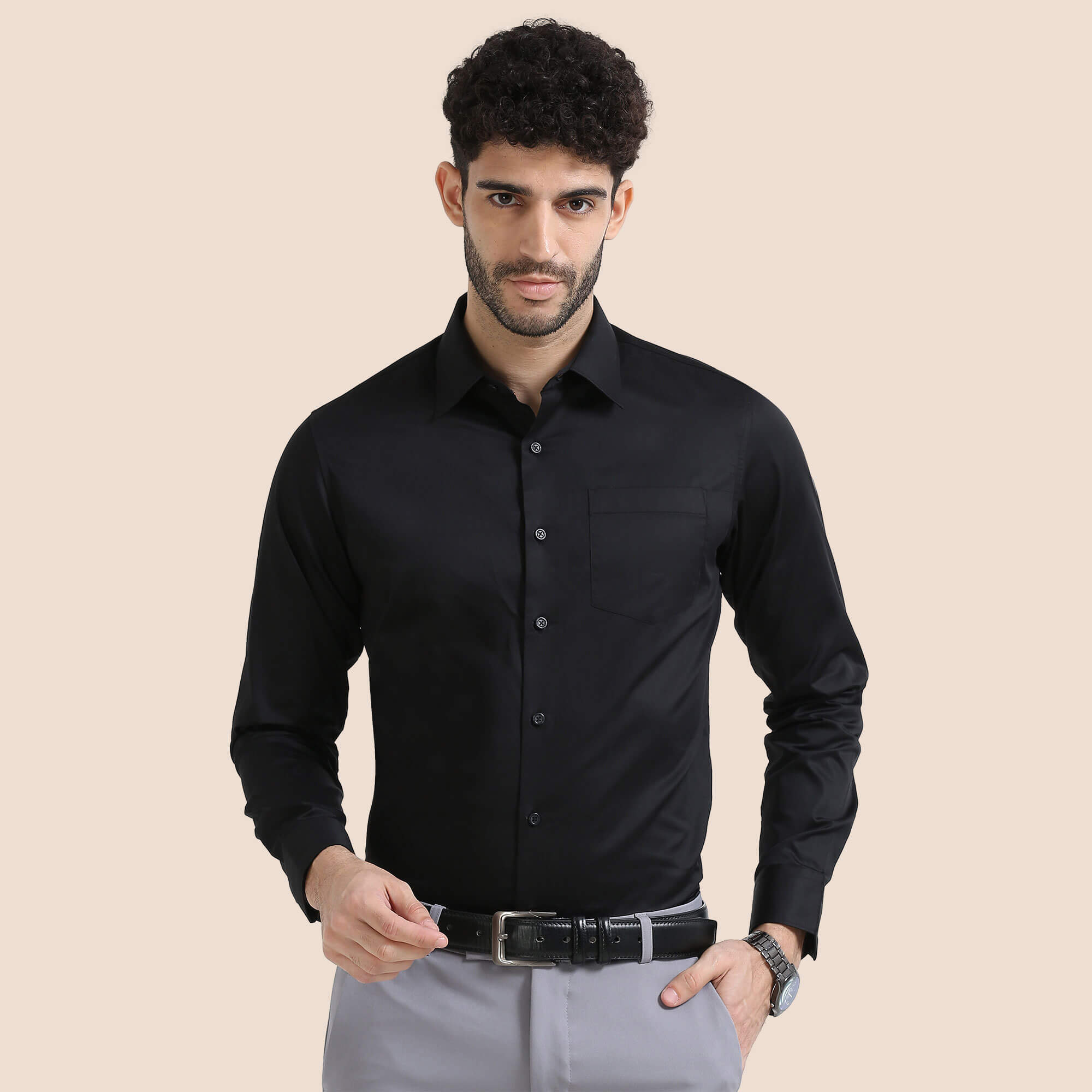 Cambridge Giza Cotton Shirt In Raven