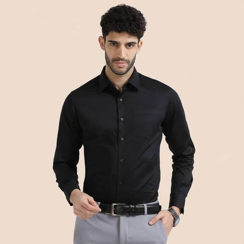 Black Cotton Shirts For Men
