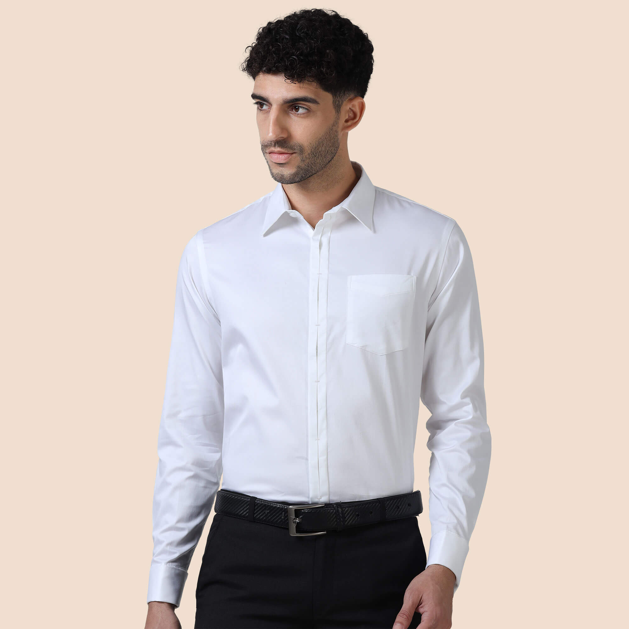 Keneth White with Signature Concealed  Placket & French Cuff