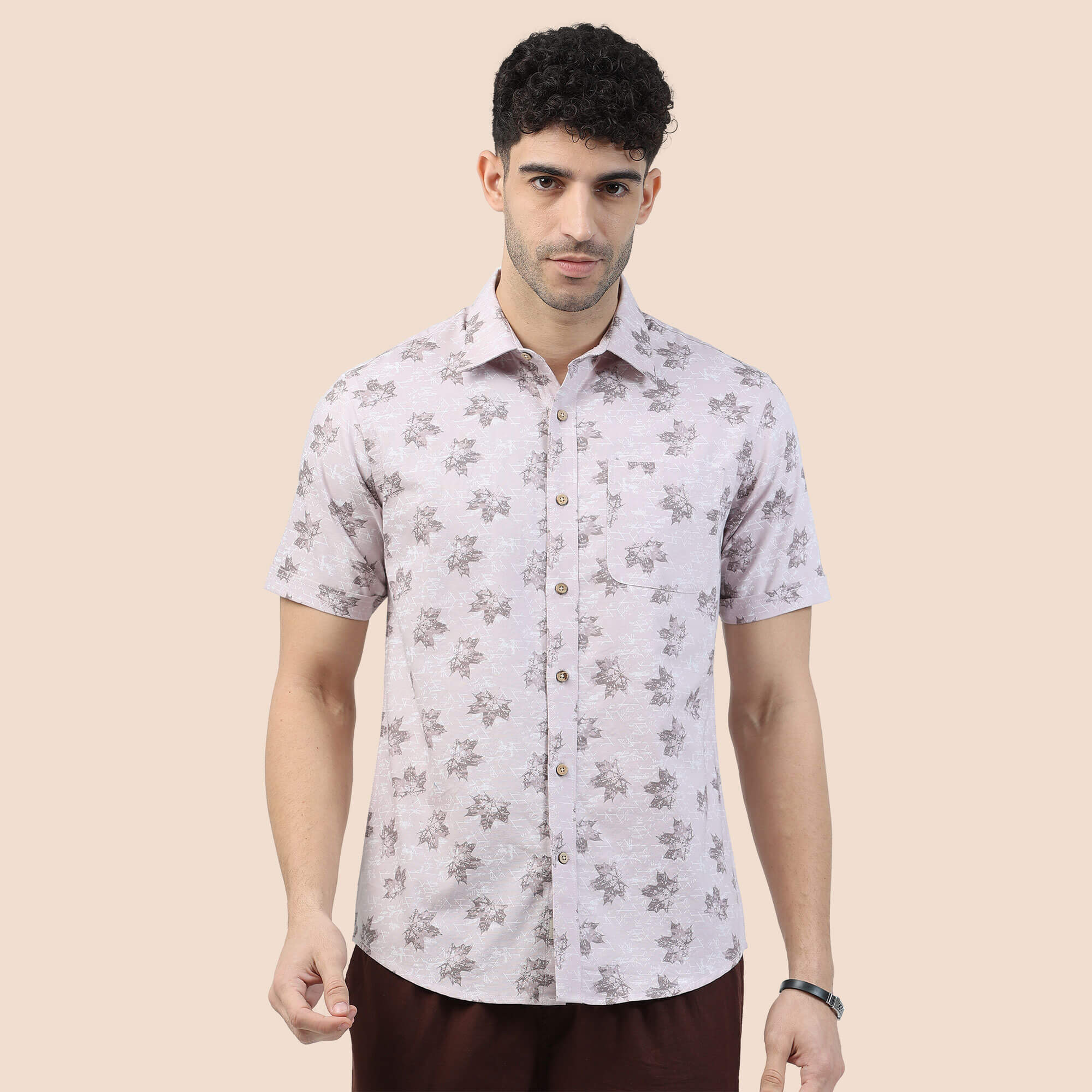 Breeze Oxford Shirt In Rose Maple Print