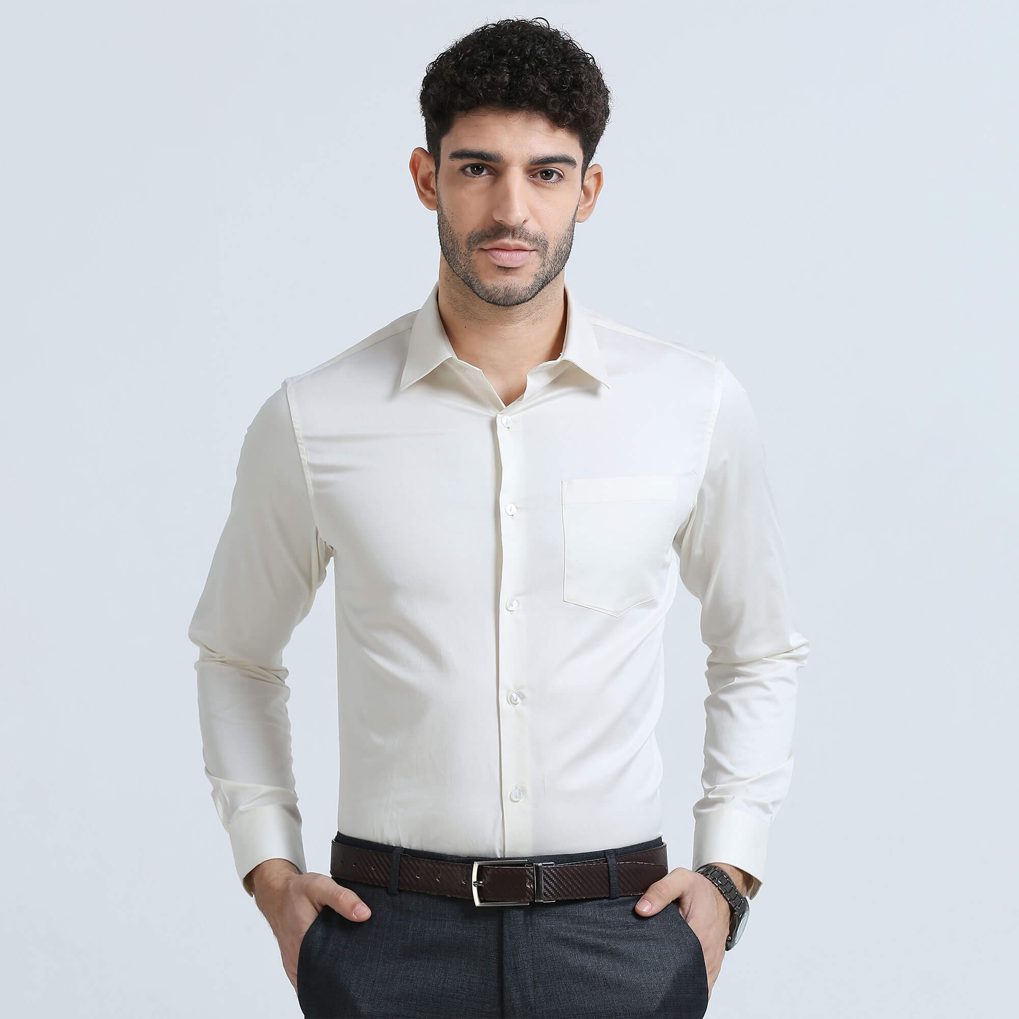 Cambridge Giza Cotton Shirt In Vanilla