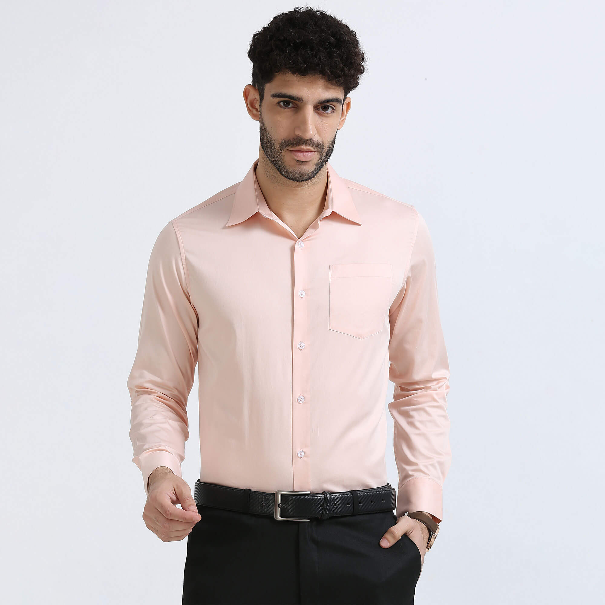 Cambridge Giza Cotton Shirt In Peach Fuzz