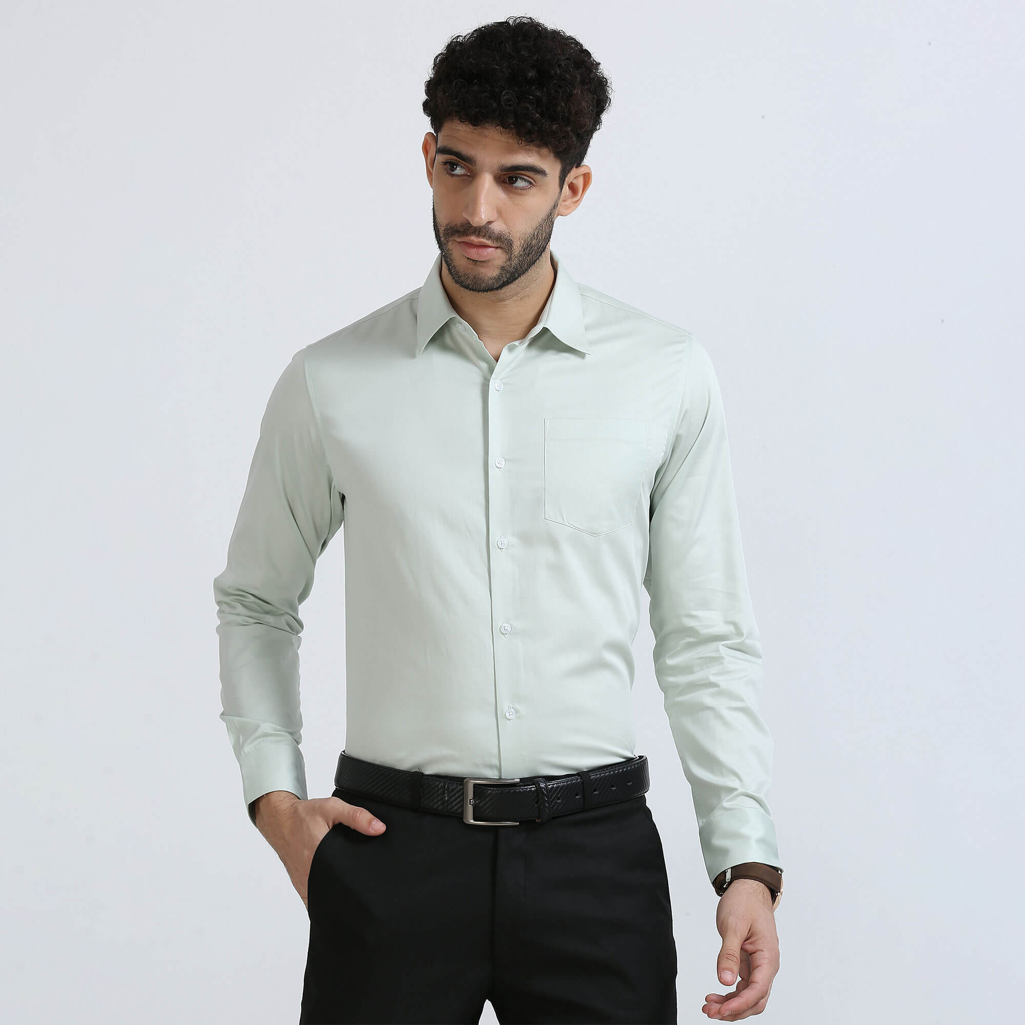 Cambridge Giza Cotton Shirt In Moss Green