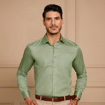 Cambridge Giza Cotton Shirt In Moss Green