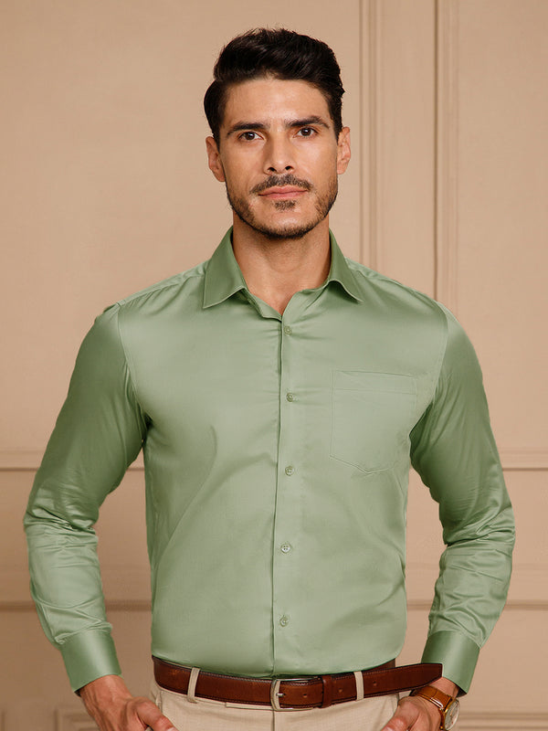 Cambridge Giza Cotton Shirt In Moss Green