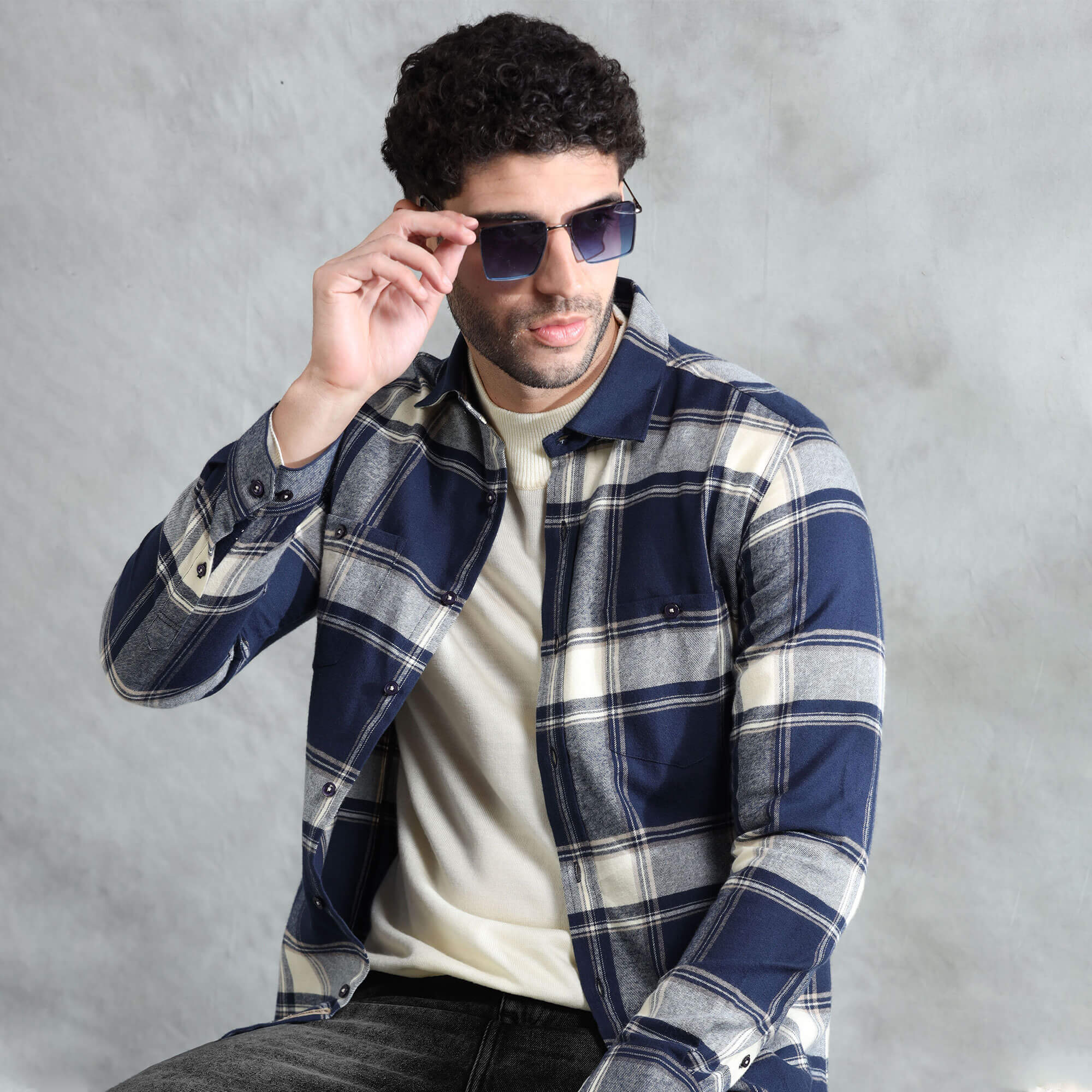 Lumber Flannel Check Shirt In Midnight Blue