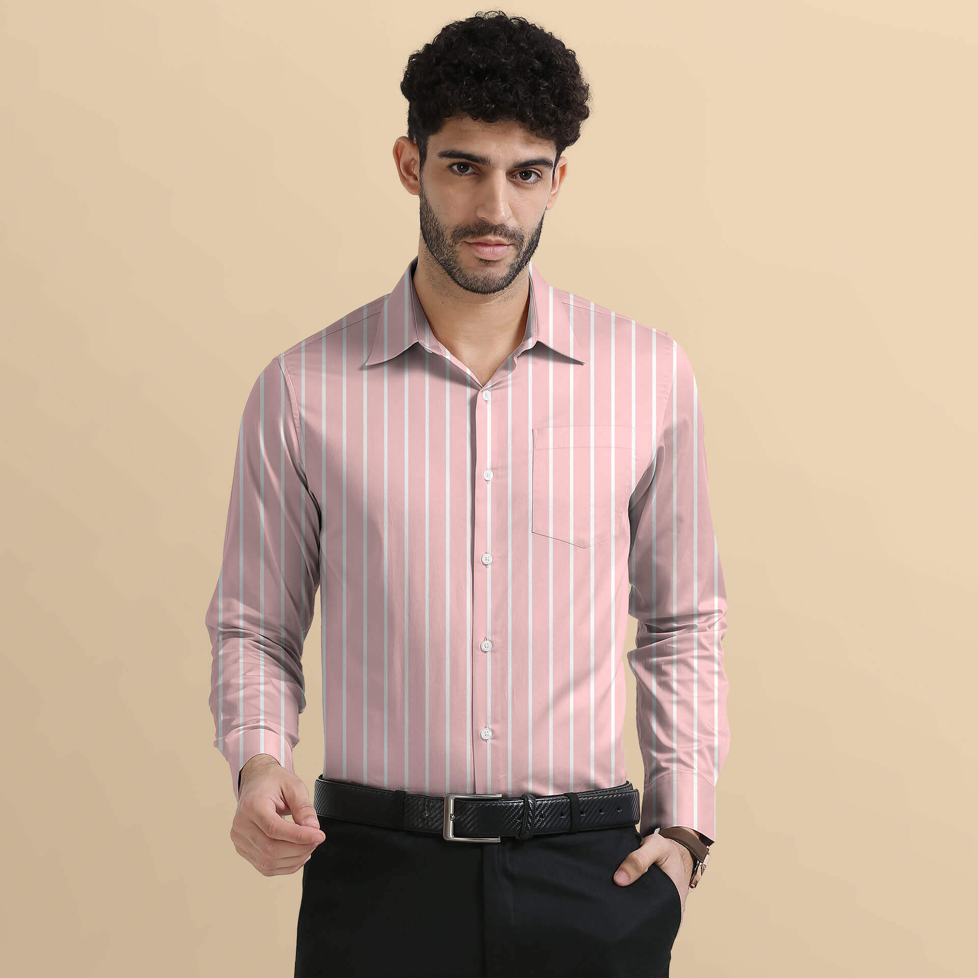 Regal Oxford Stripe Shirt In Carrot