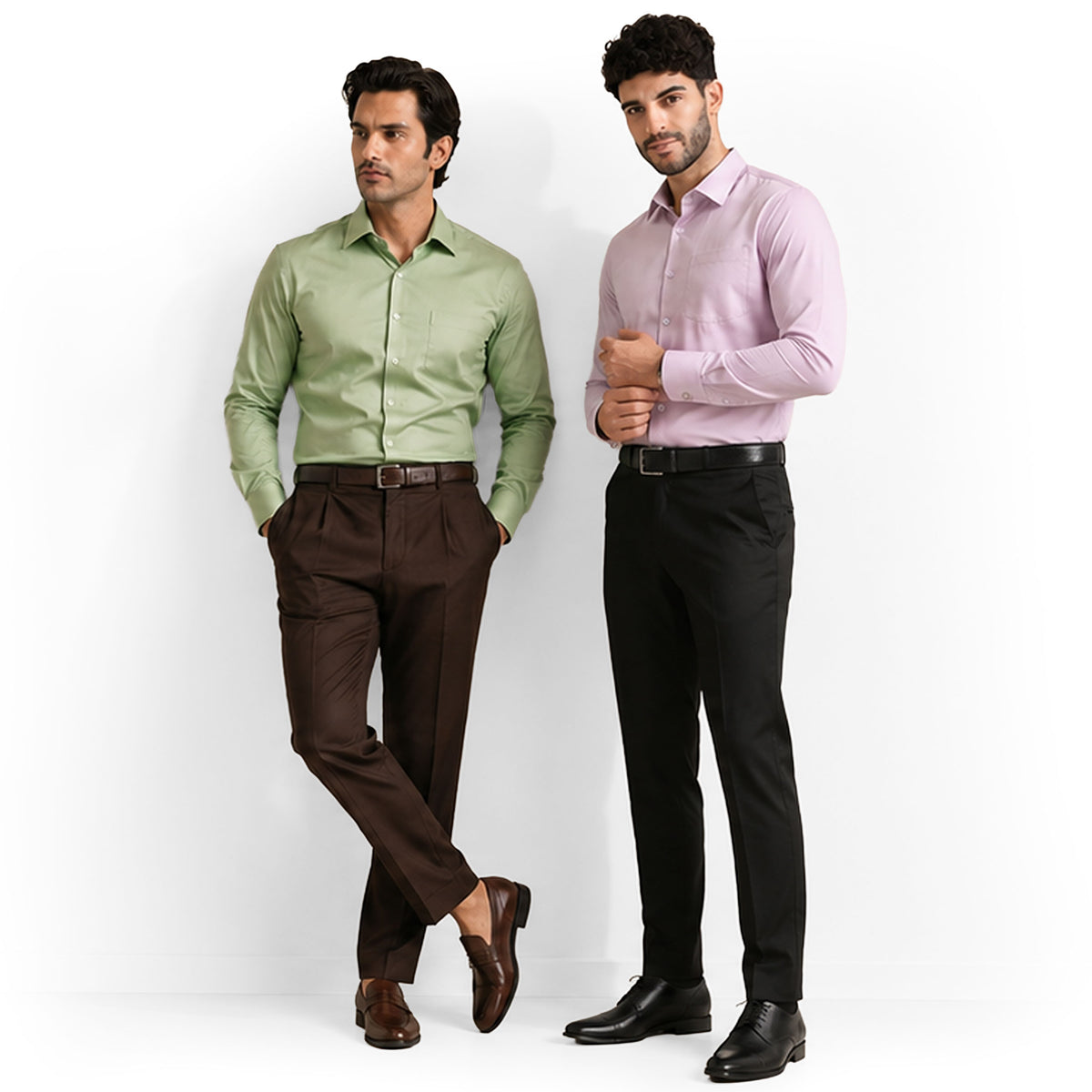 Shirts that fit your shoulders, chest, and waist.