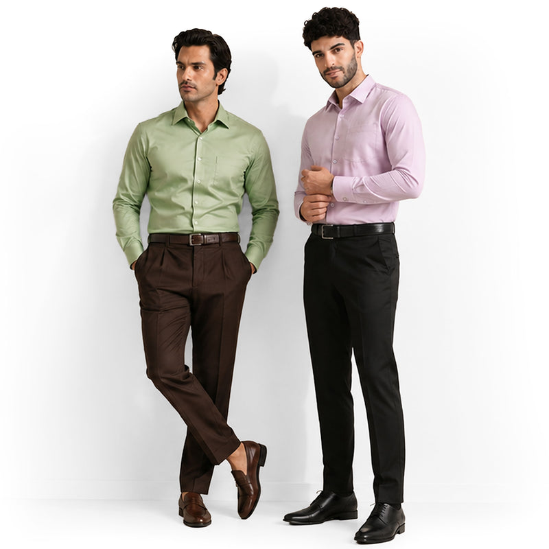 Shirts that fit your shoulders, chest, and waist.