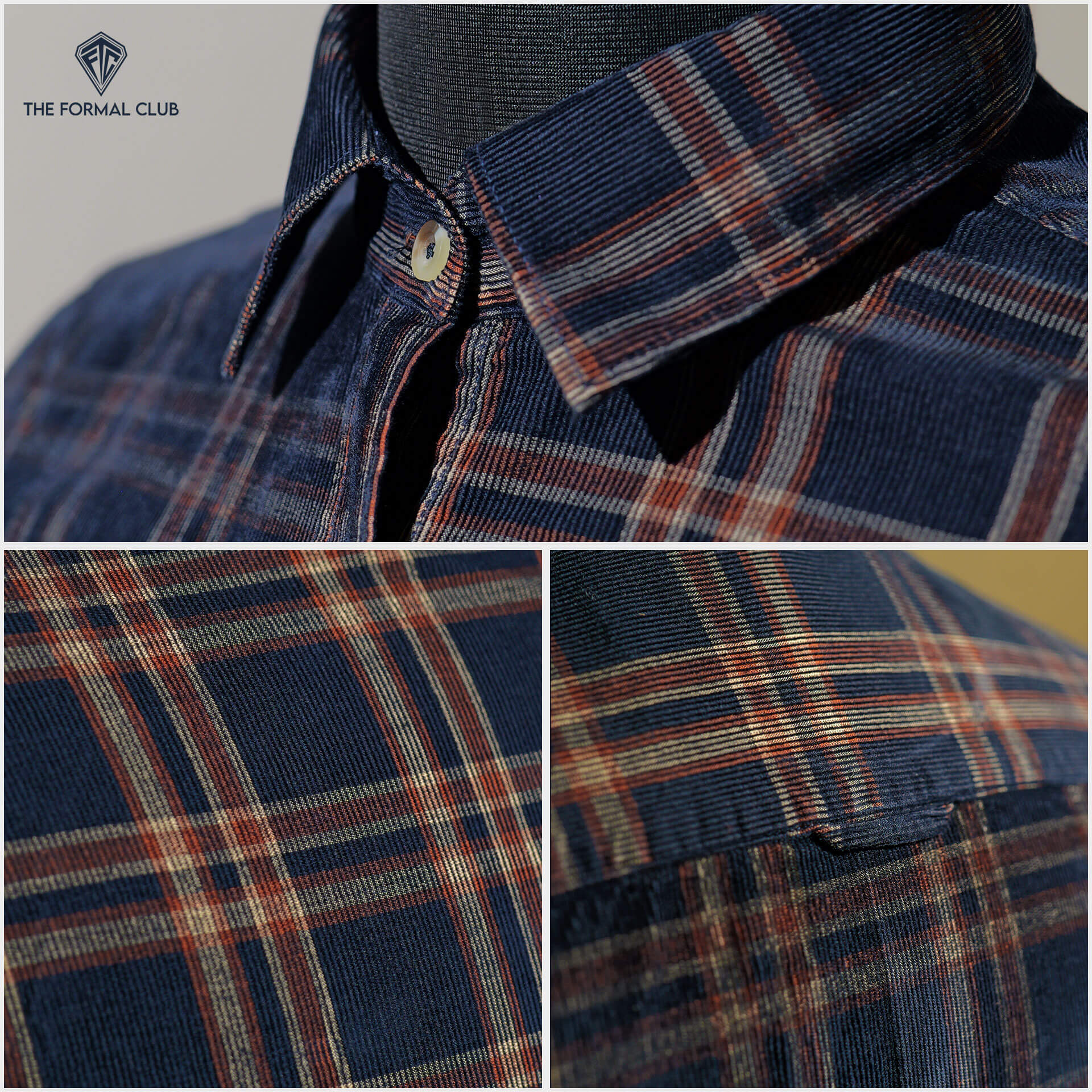 Cruise Checks Corduroy Shirt In Navy