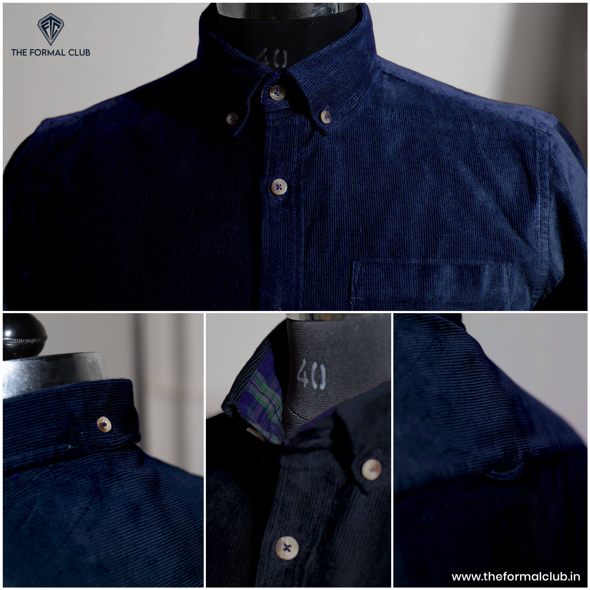 Cruise Corduroy Shirt In Navy Saphire