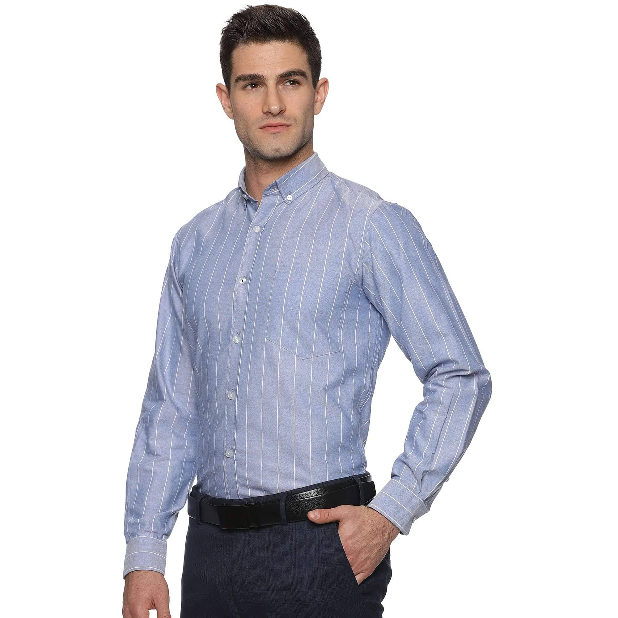 Regal Oxford Stripe Shirt In Blue Classic Fit