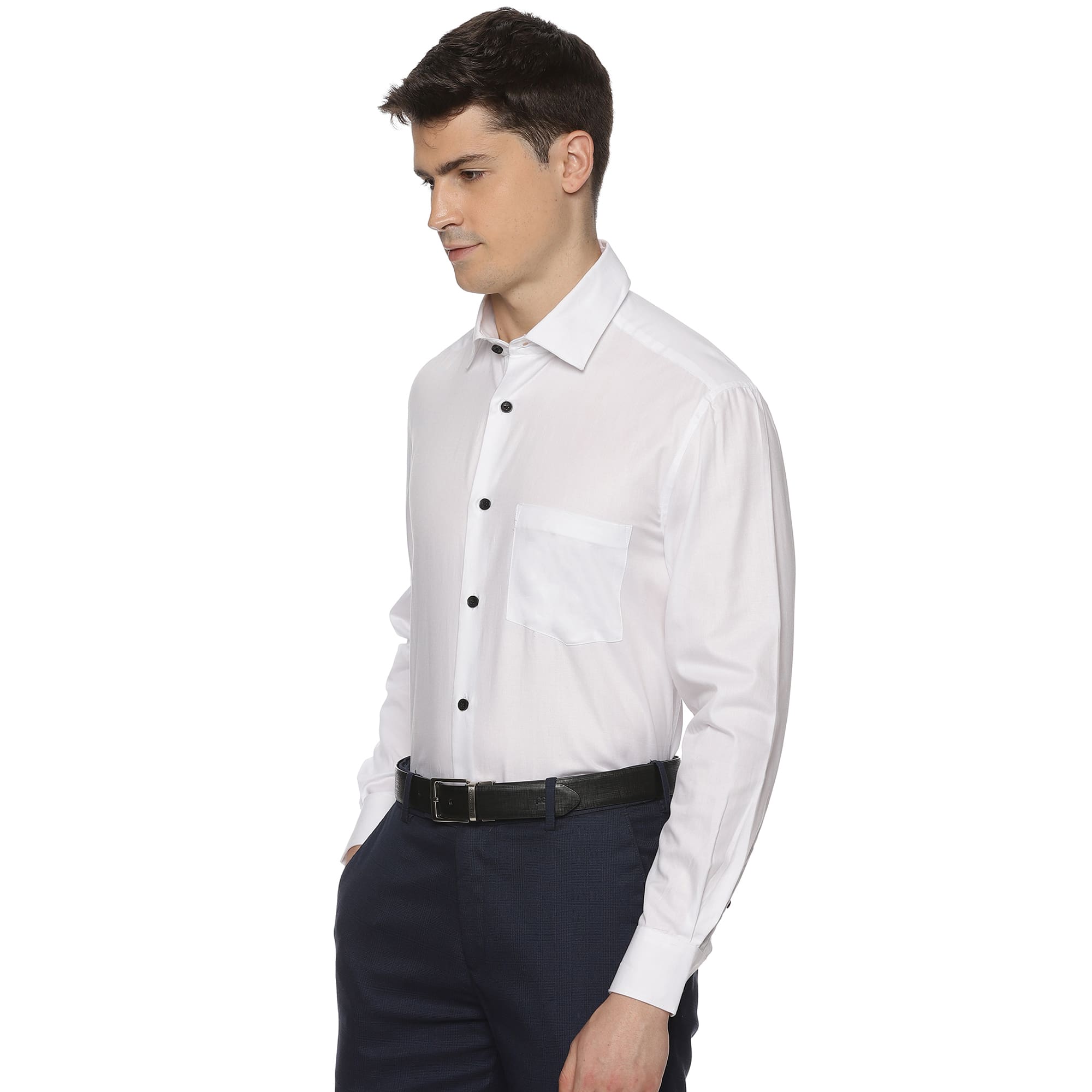 Eclipse Twill Solid Shirt In White Regular Fit - The Formal Club