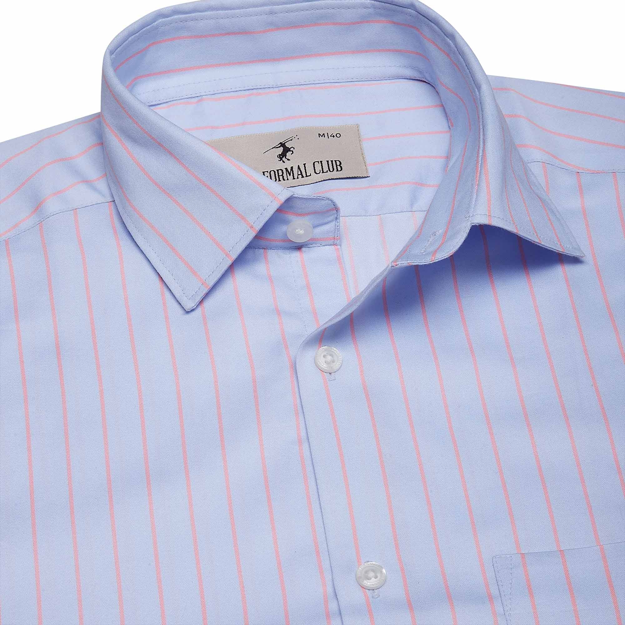 Enigma Cotton Stripes Shirt In Light Blue