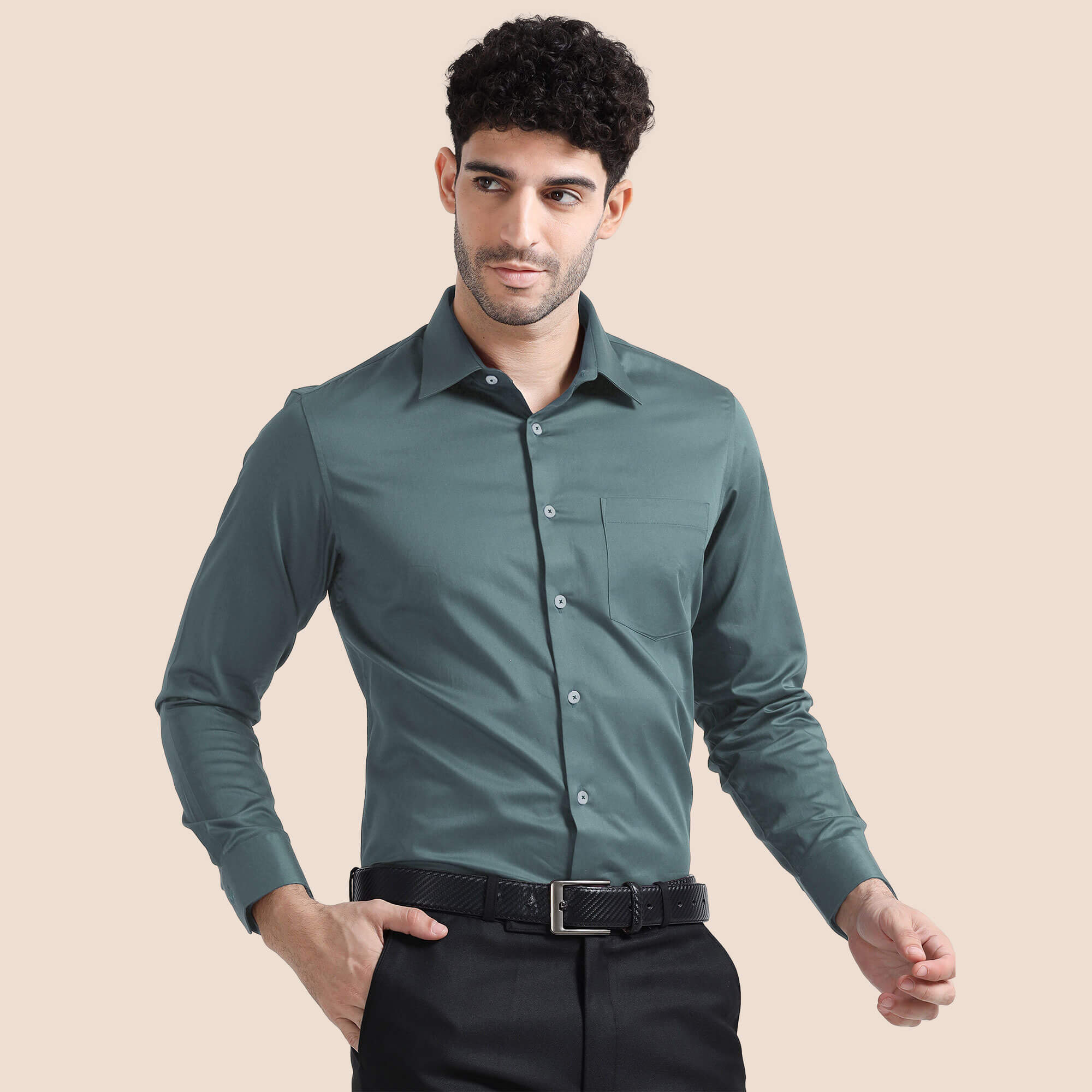 Cambridge Giza Cotton Shirt In Teal