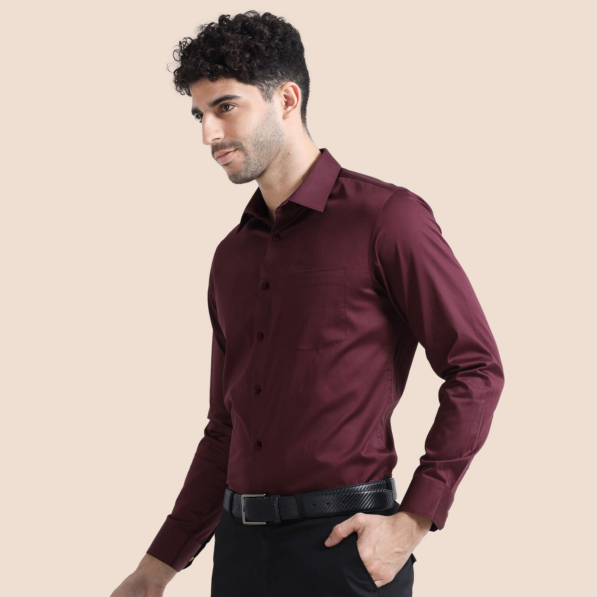 Cambridge Giza Cotton Shirt In Wineberry