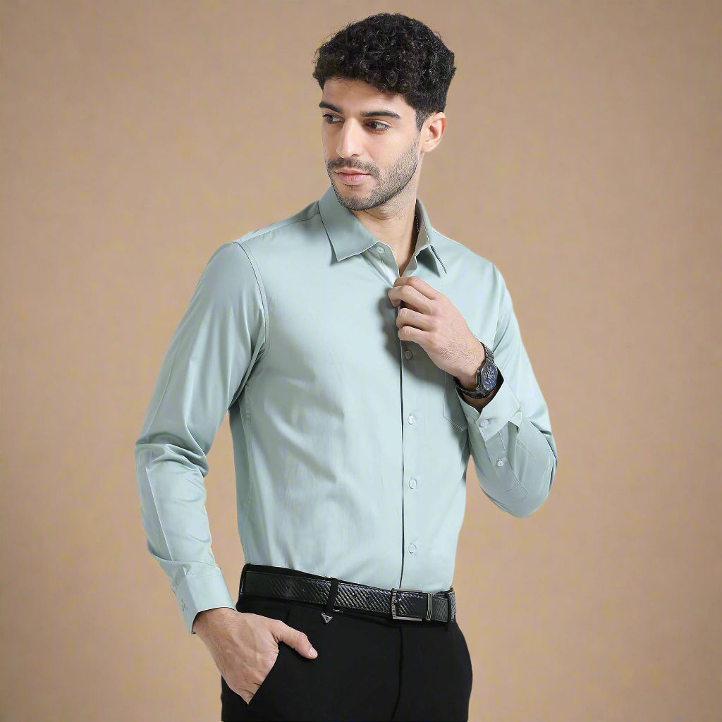 Cambridge Giza Cotton Shirt In Watercress