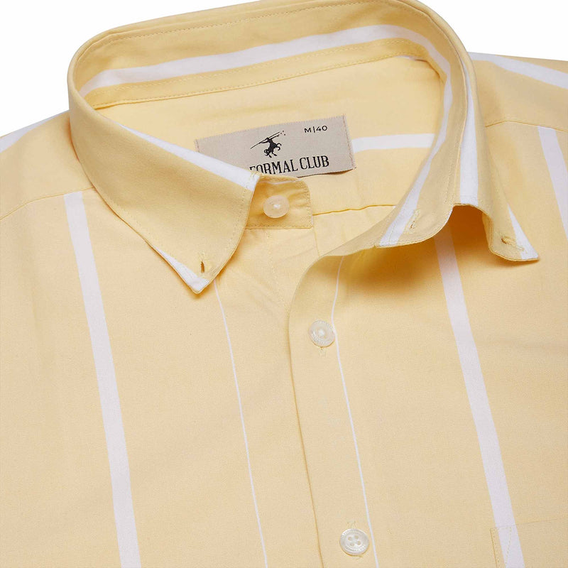 Skyline Cotton Stripes Shirt In Yellow & White