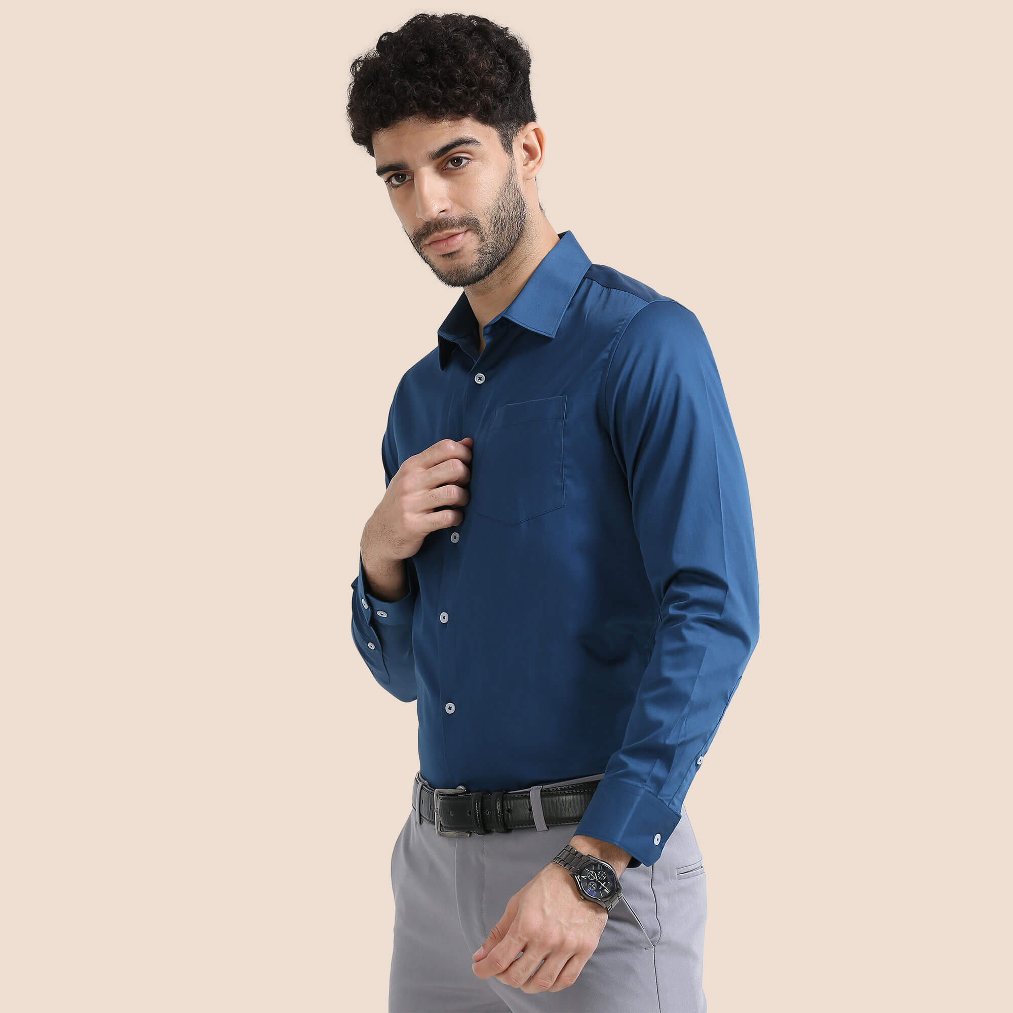 Cambridge Giza Cotton Shirt In Slate Blue