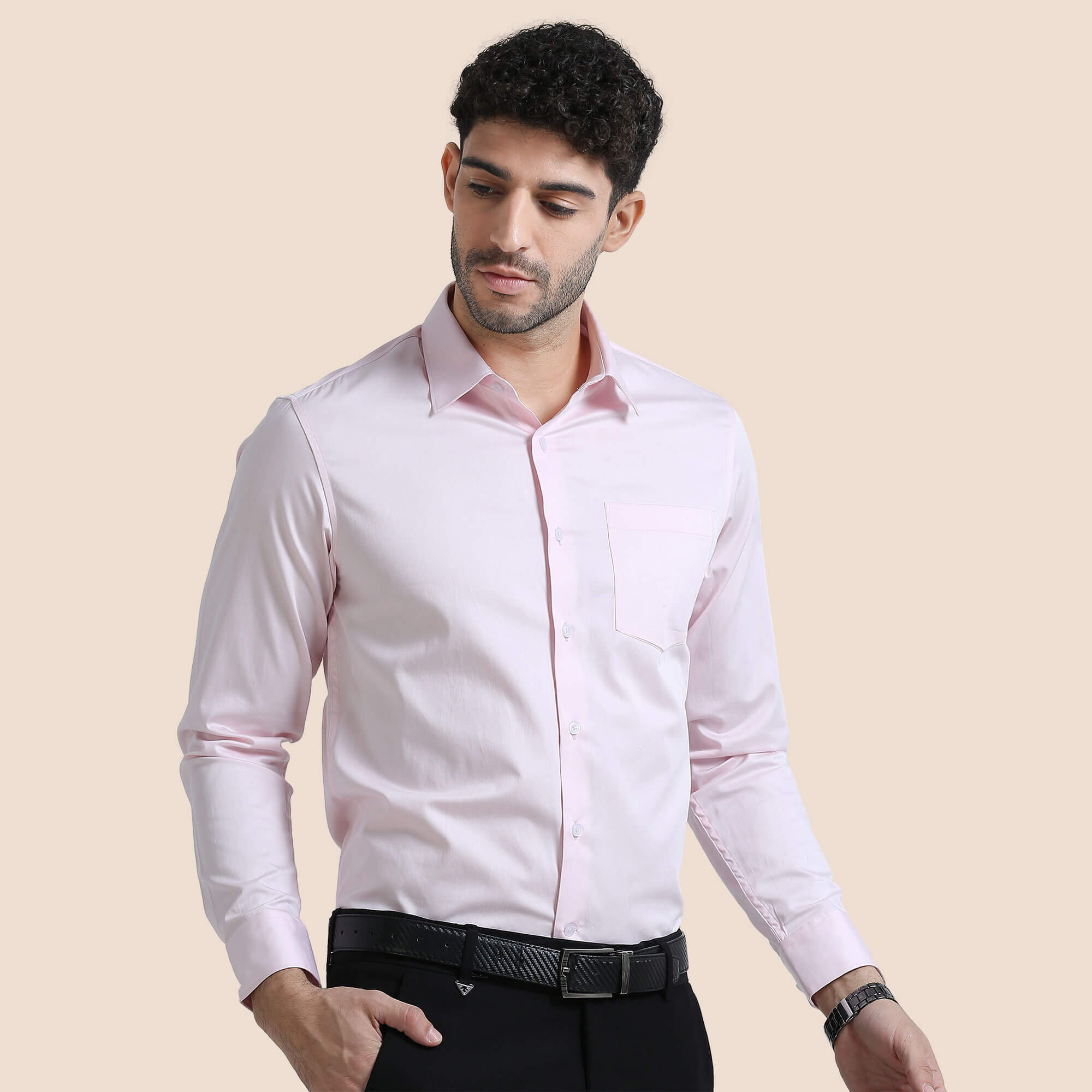 Cambridge Giza Cotton Shirt In Powder Pink