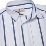 Skyline Cotton Stripes Shirt In White And Blue