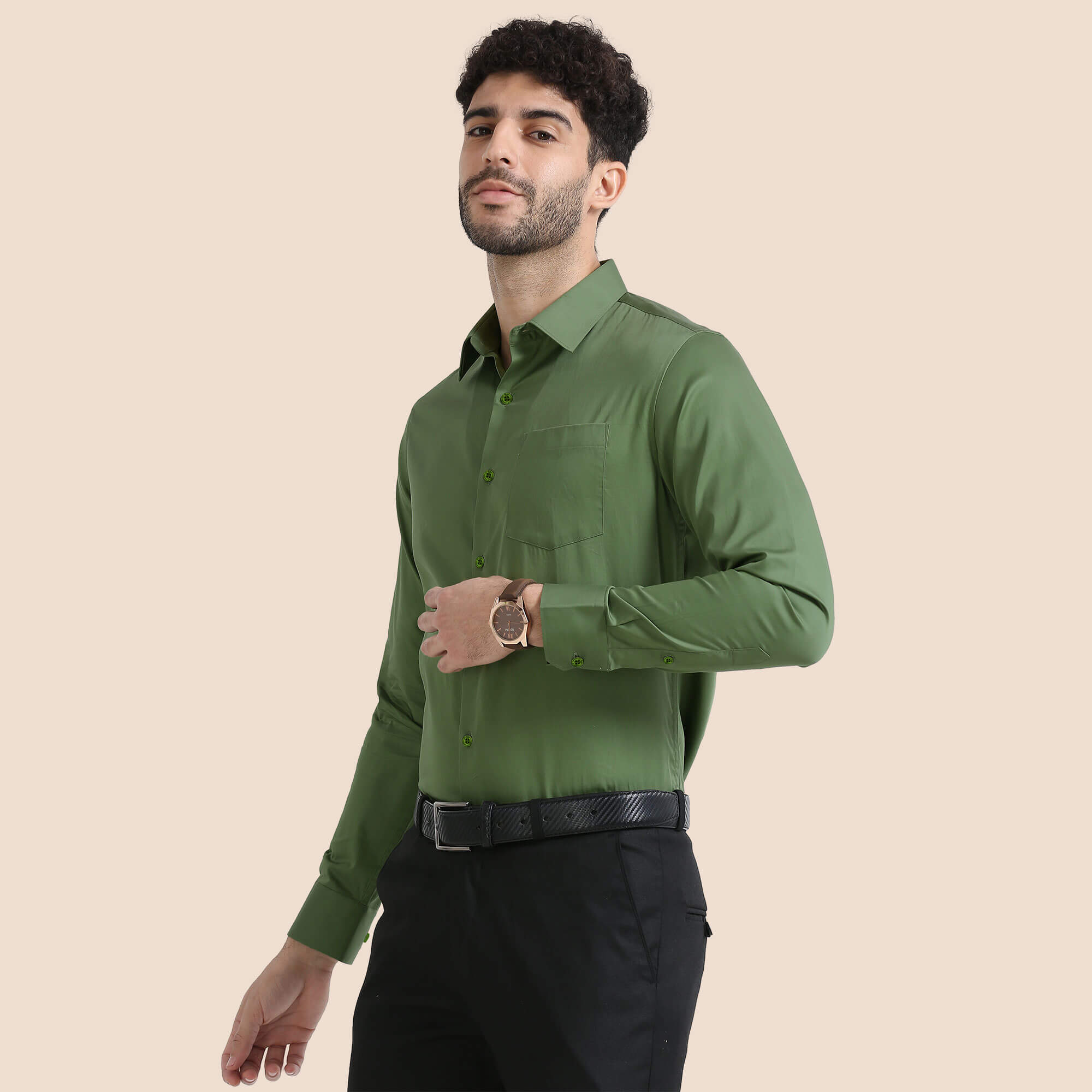 Cambridge Giza Cotton Shirt In Grass Green