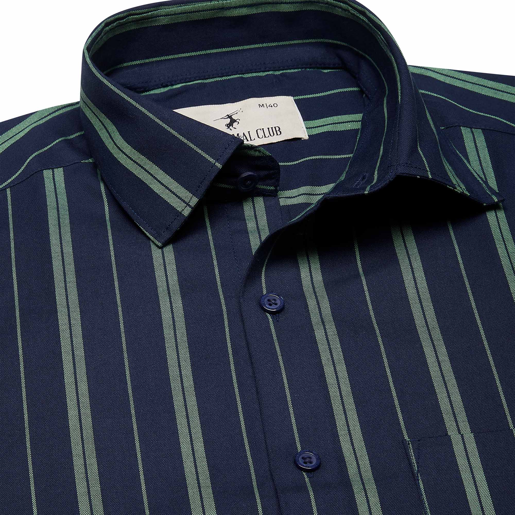 Regal Green Stripe Shirt In Navy Blue - The Formal Club