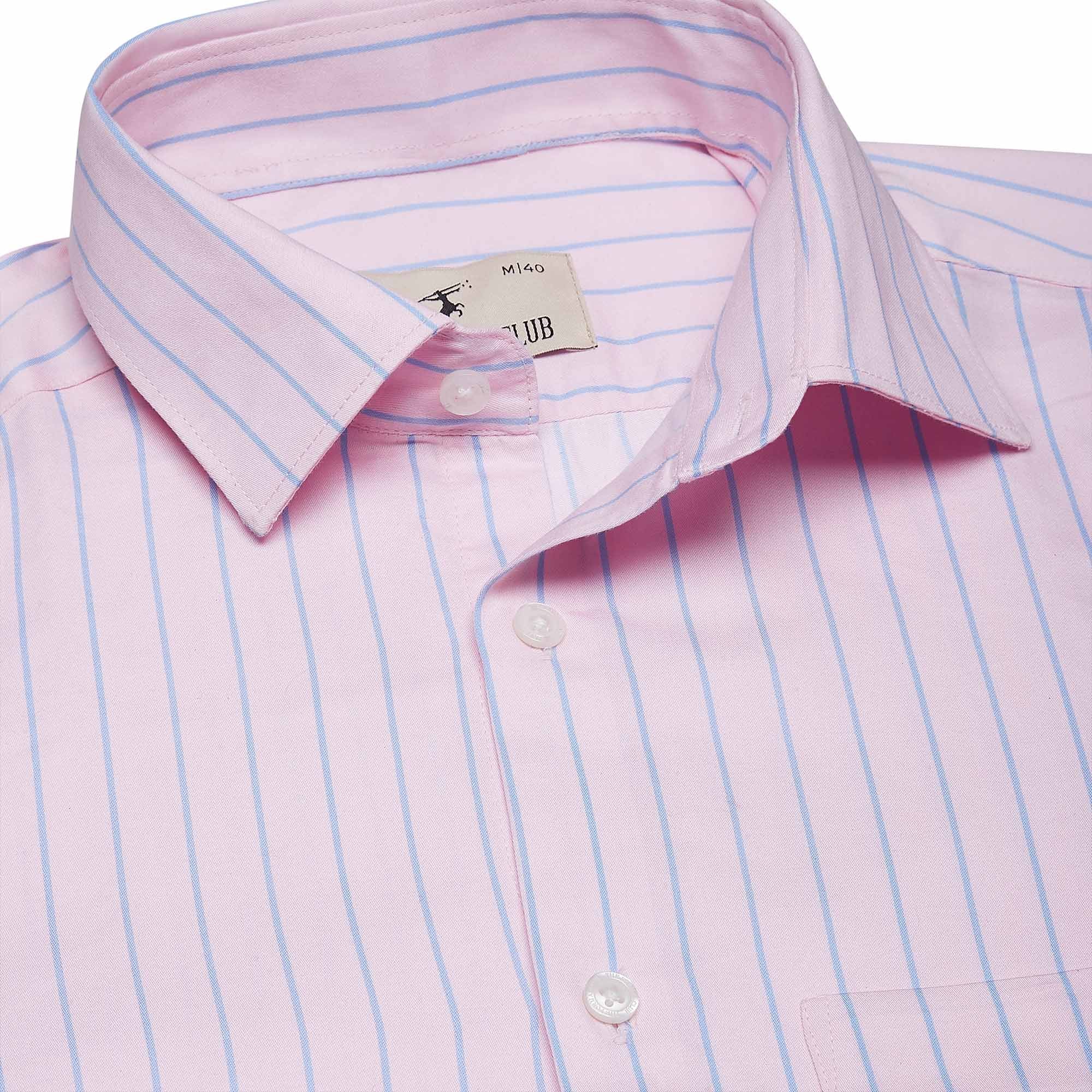 Enigma Blue Stripes Shirt In Pink - The Formal Club