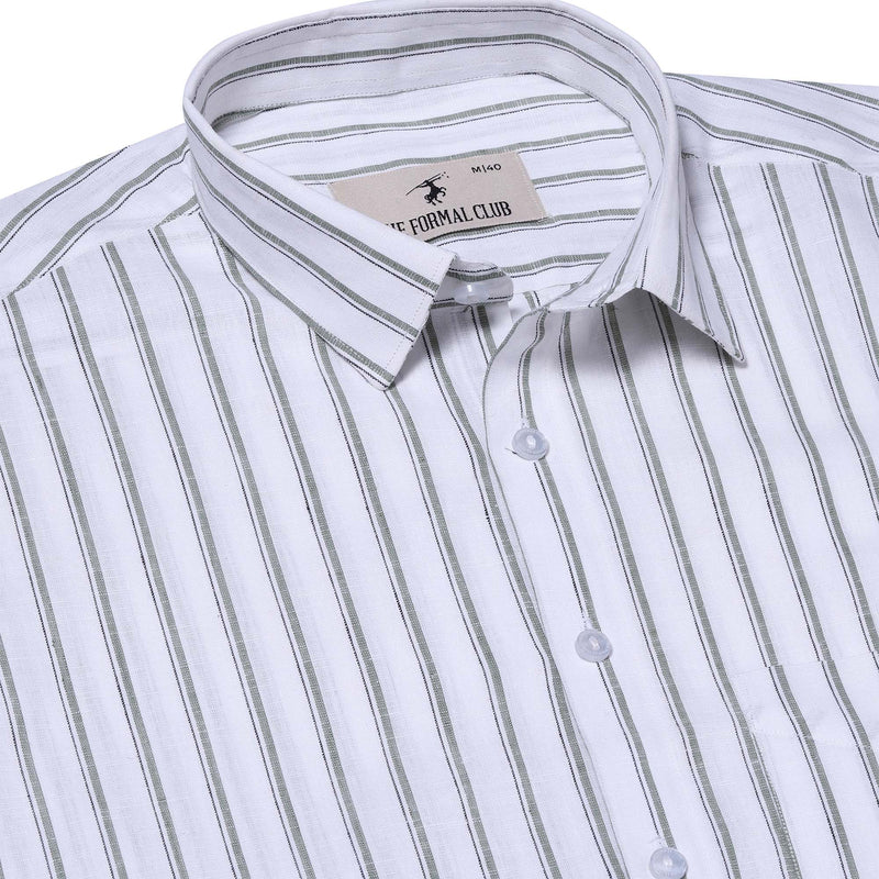 Luna Lenin Stripe Shirt In Cream/olive