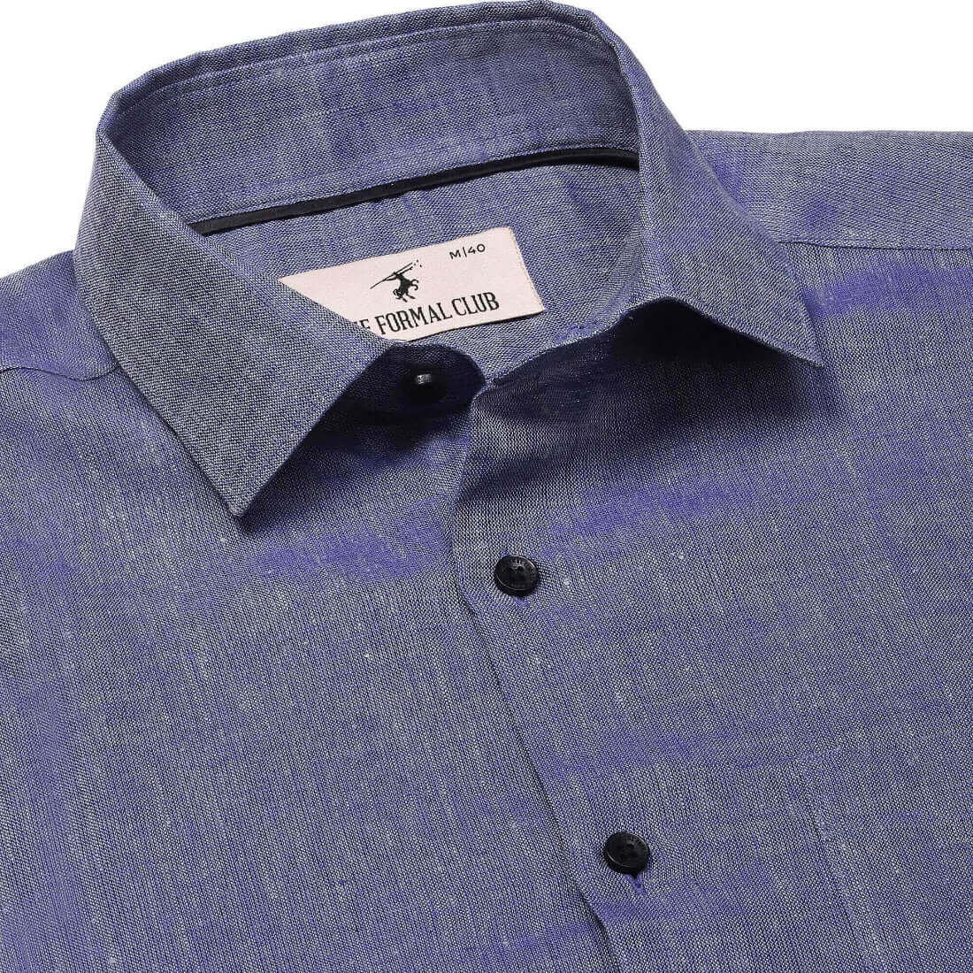 Luna Linen Solid Shirt In Blue Regular Fit