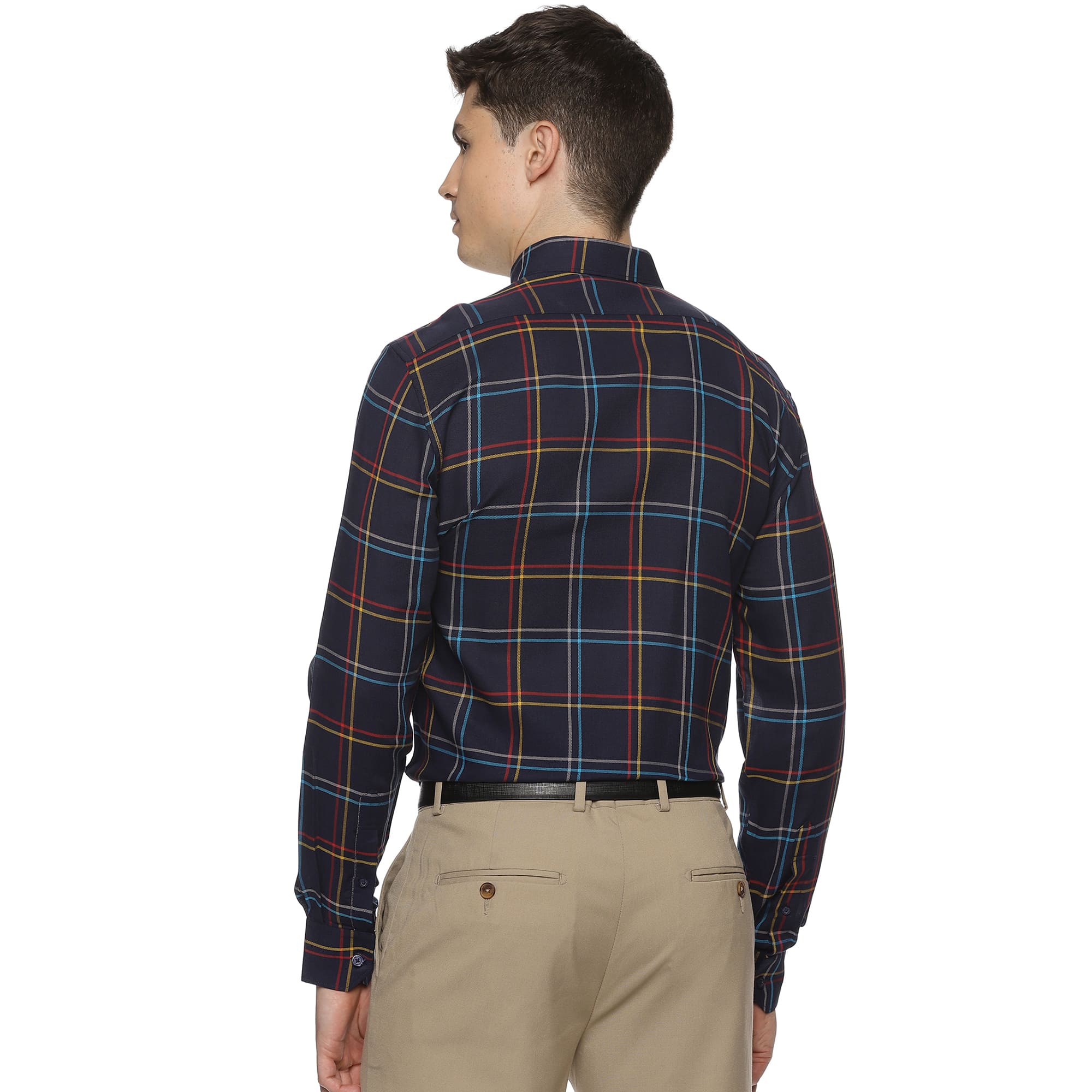 Maverick Cotton Check Shirt In Navy Blue - The Formal Club