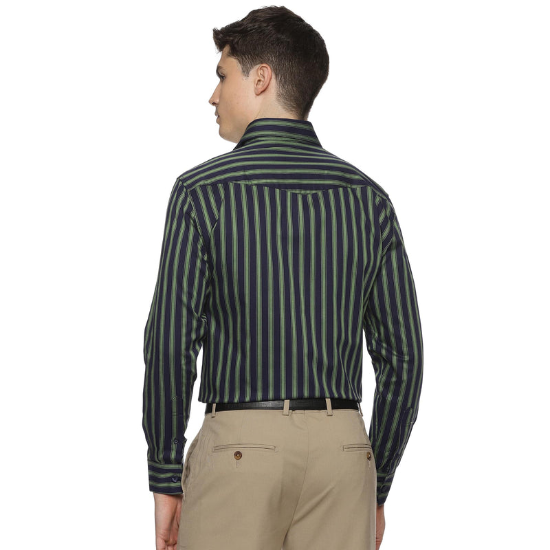 Rhythm Green Stripe Shirt In Navy Blue