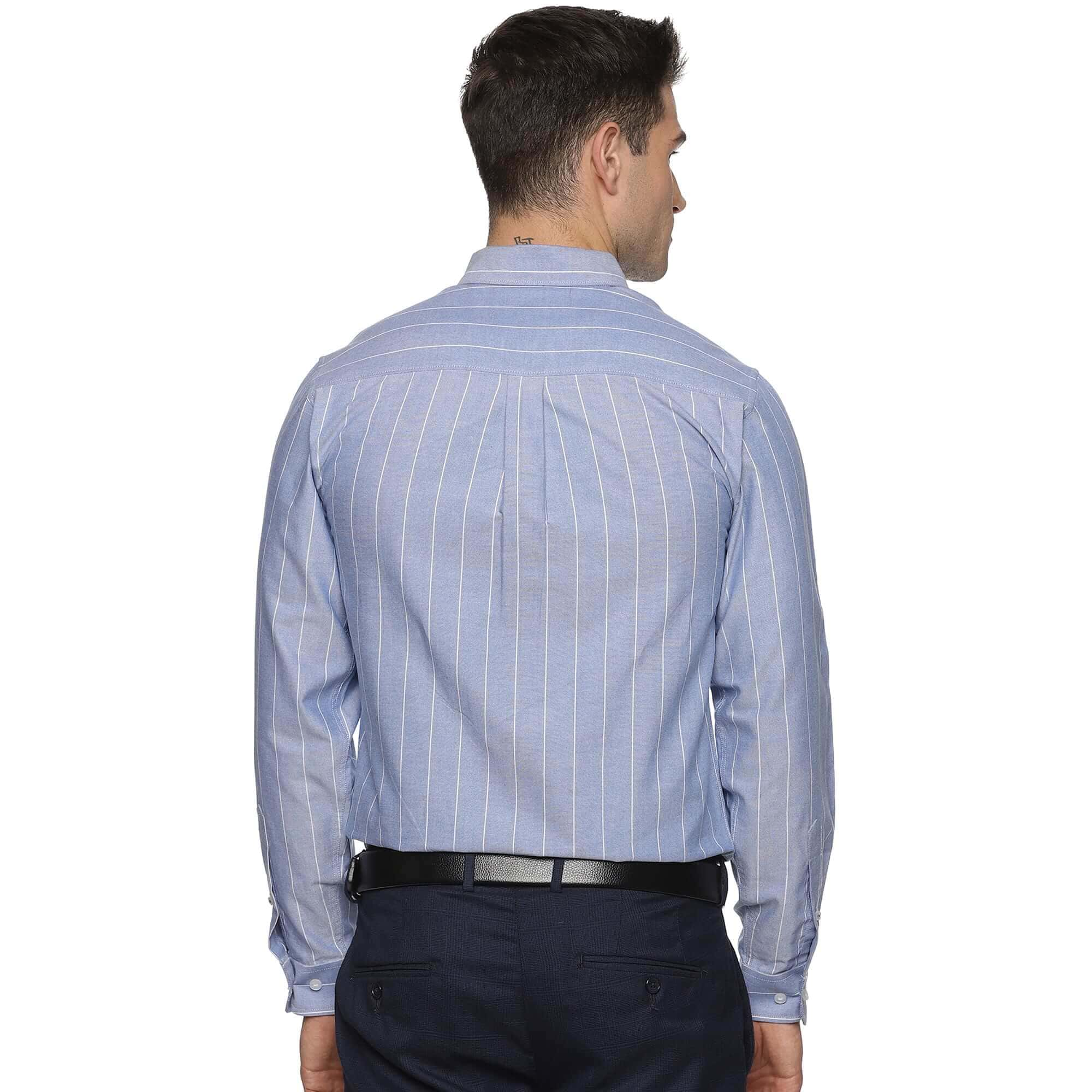 Regal Oxford Stripe Shirt In Blue Classic Fit