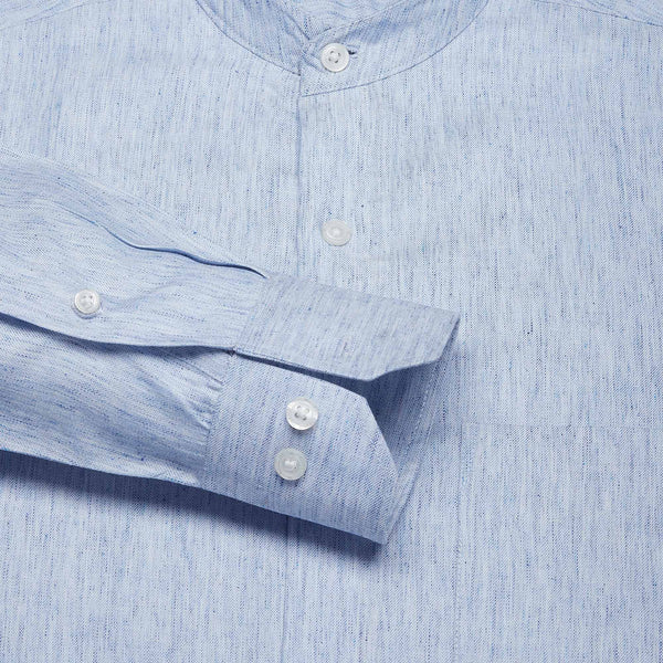 Bliss Blue Textured Mandarin Shirt