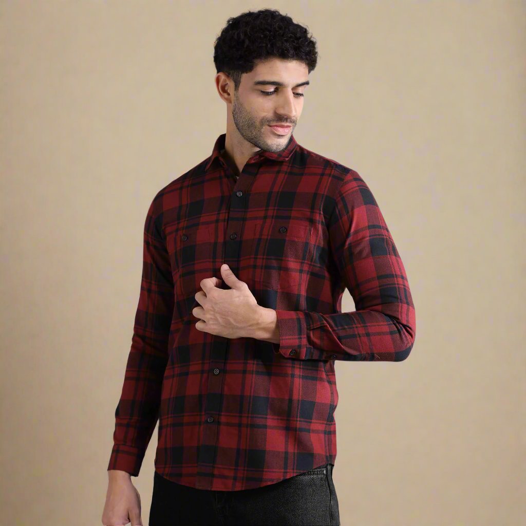 Lumber Flannel Check Shirt In Scarlet