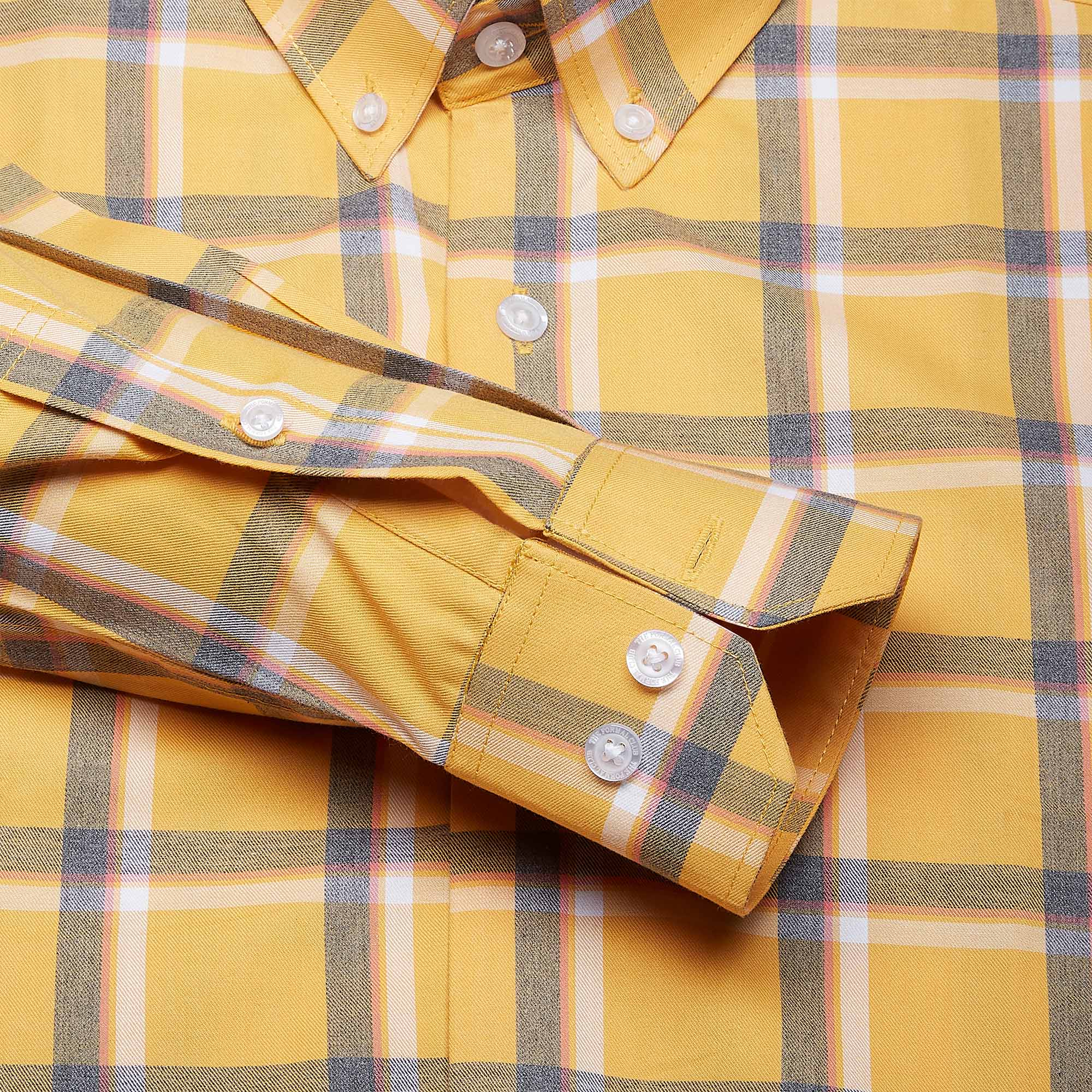 Maverick Cotton Check Shirt In Yellow - The Formal Club