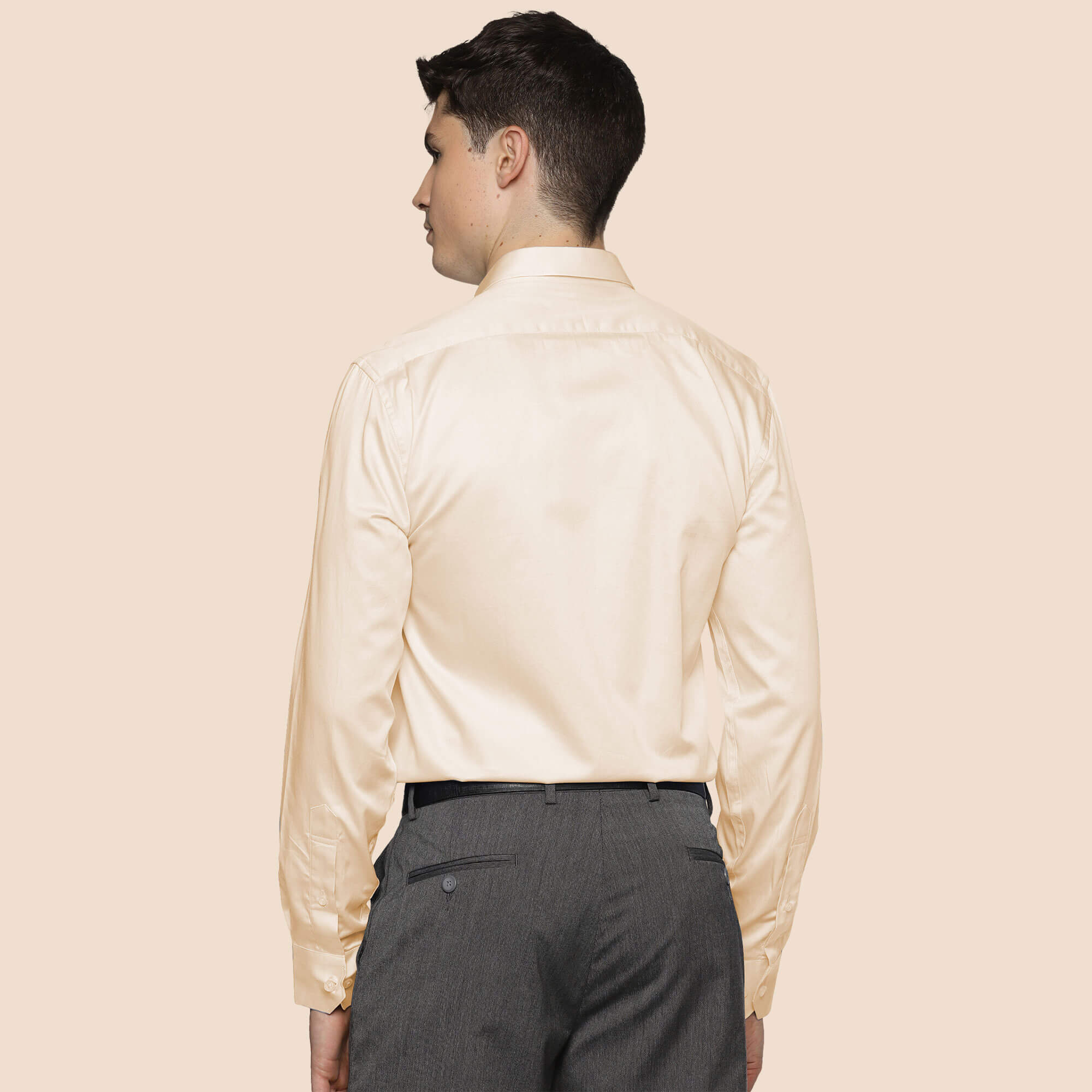 Swiss Finish Giza Cotton Shirt In Light Peach