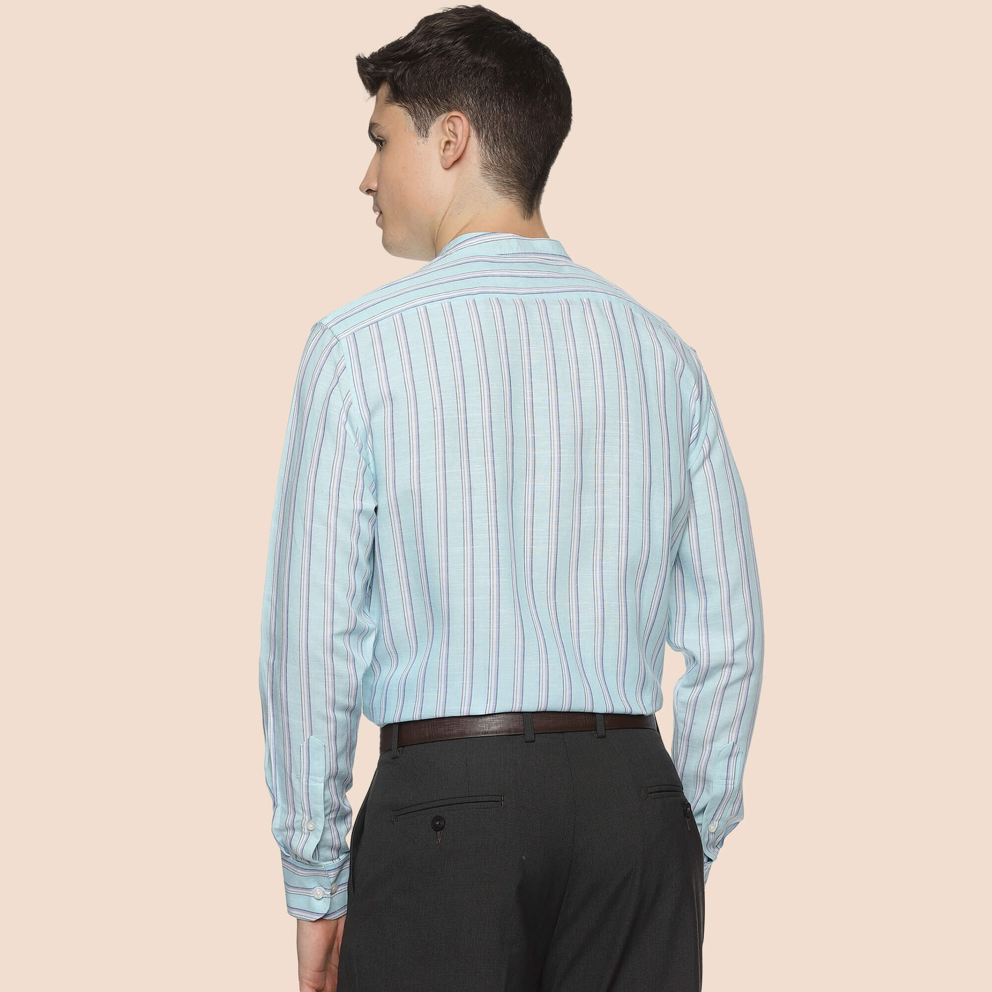 Luna Linen Stripes Shirt In Sky Blue