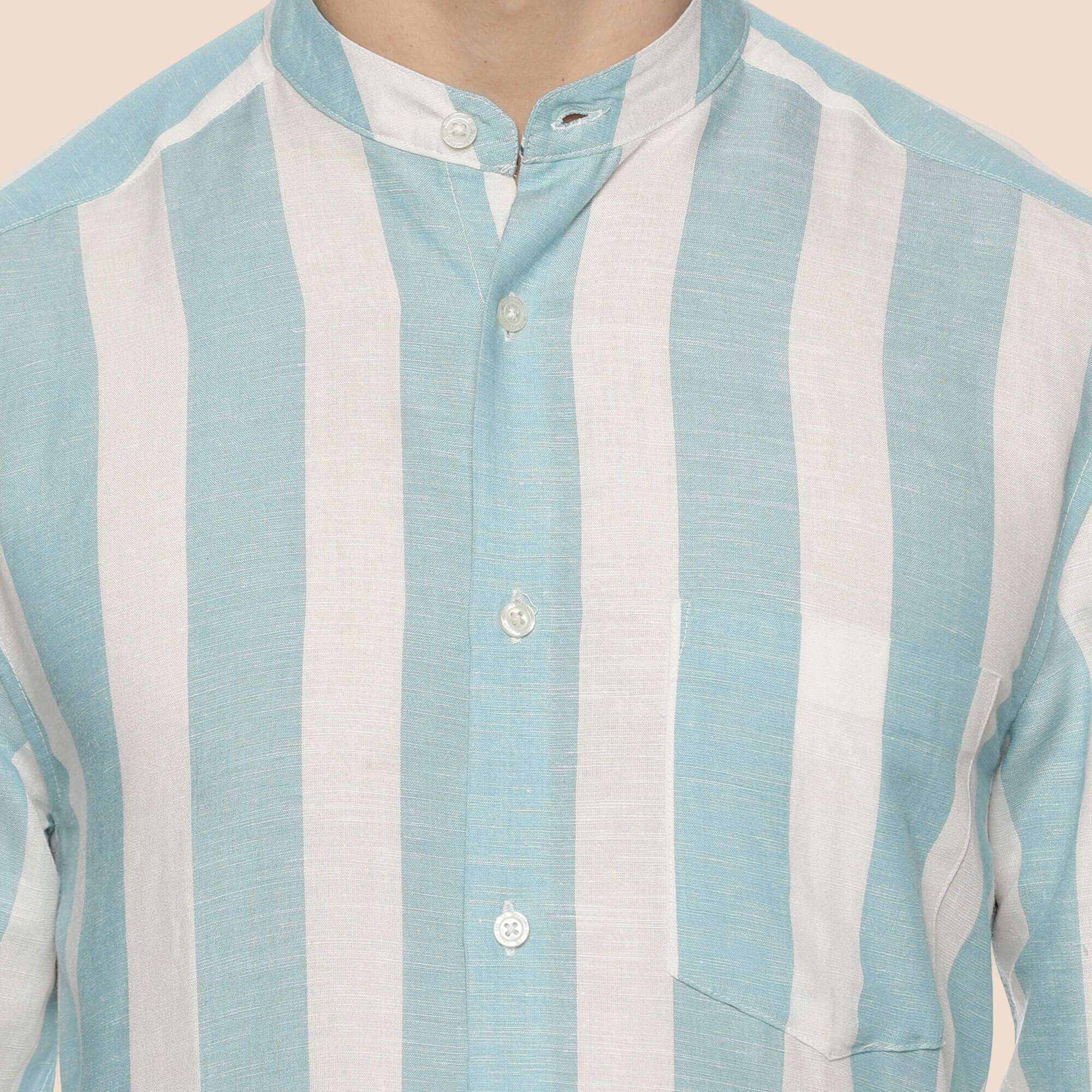 Luna Linen Stripes Shirt In Blue & White