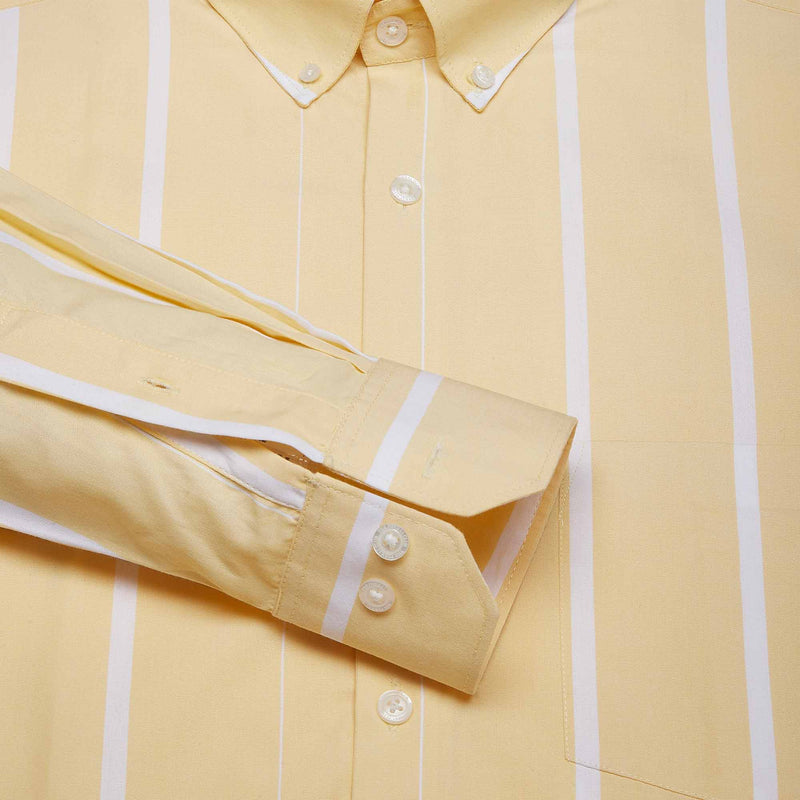 Skyline Cotton Stripes Shirt In Yellow & White