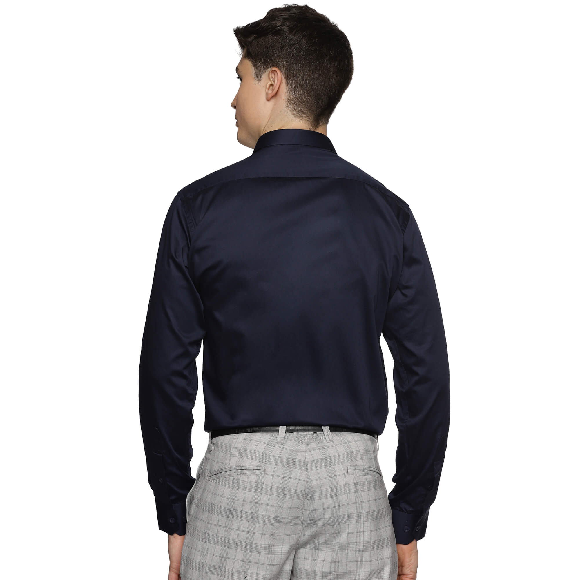 Swiss Finish Giza Cotton Shirt In Navy Blue - The Formal Club
