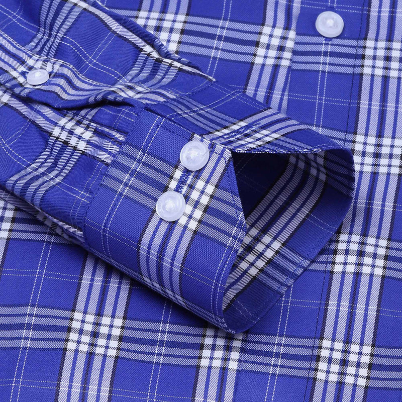 Vento Twill Check Shirt in Royal Blue & White