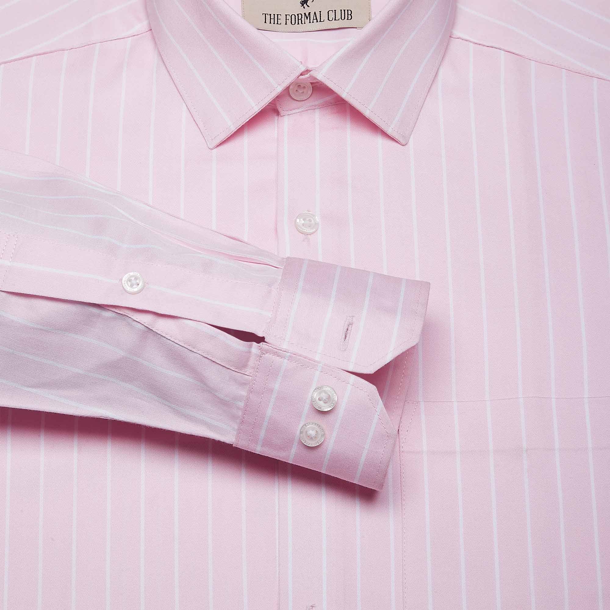 Enigma White Stripes Shirt In Pink - The Formal Club