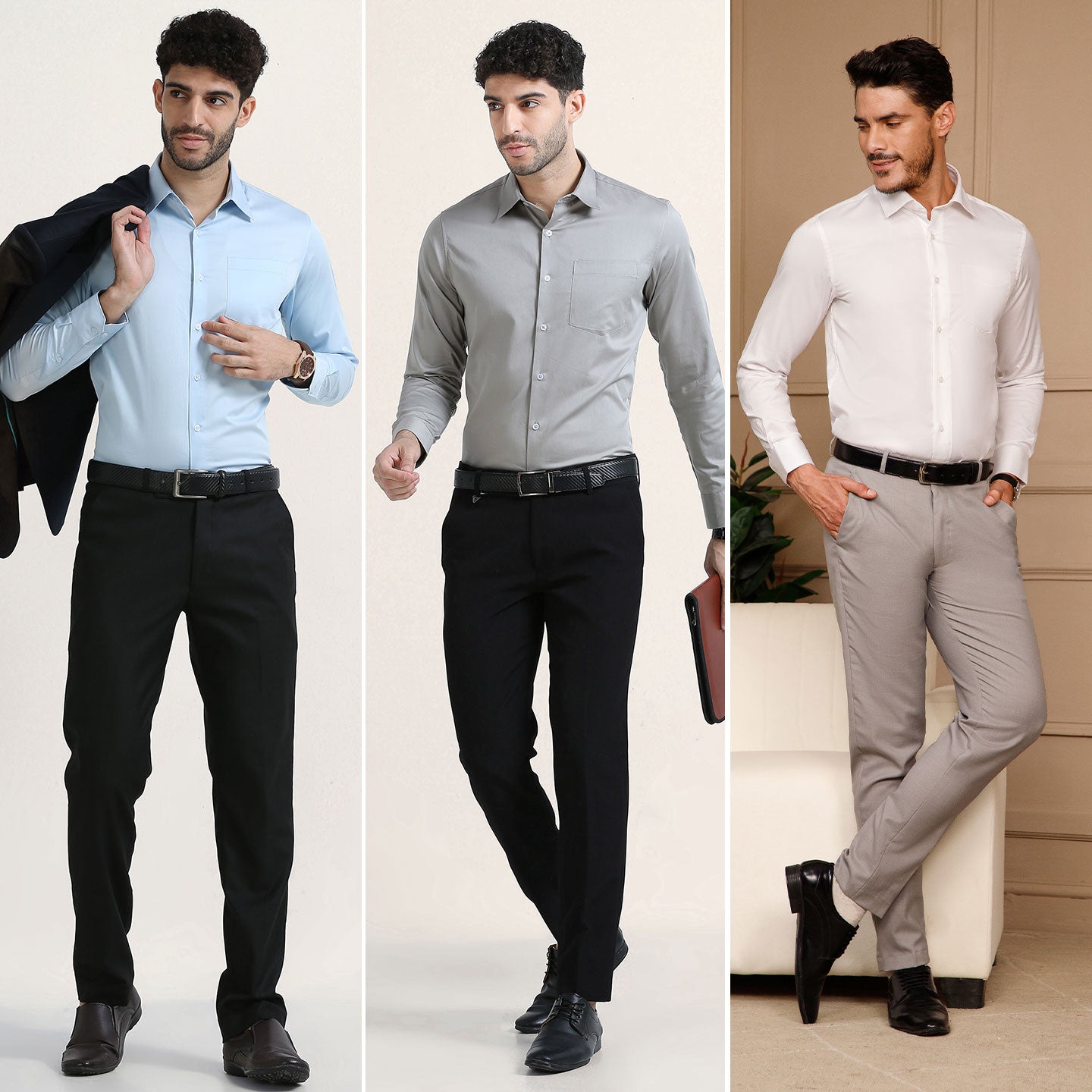 The Best-Sellers of Giza Cotton - 3 Shirt Pack - Ice Blue, Pewter & Snow