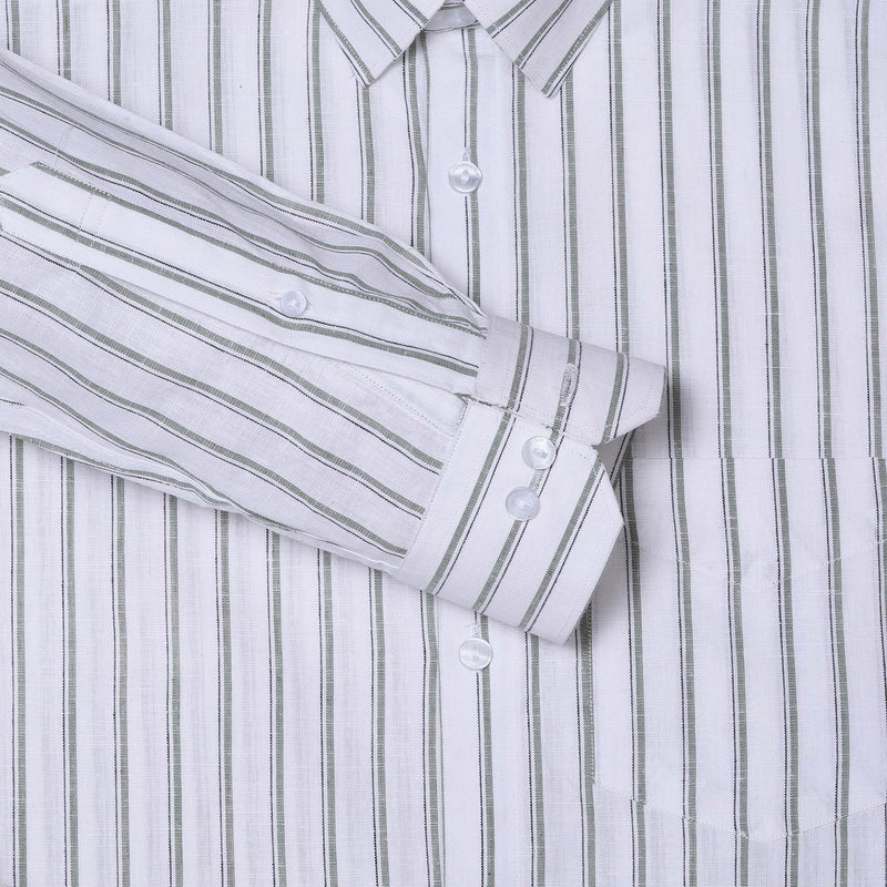 Luna Lenin Stripe Shirt In Cream/olive