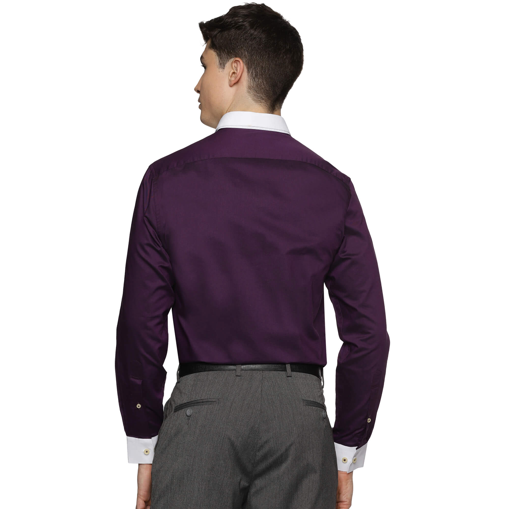 White Collar Solid Shirt In Purple - The Formal Club
