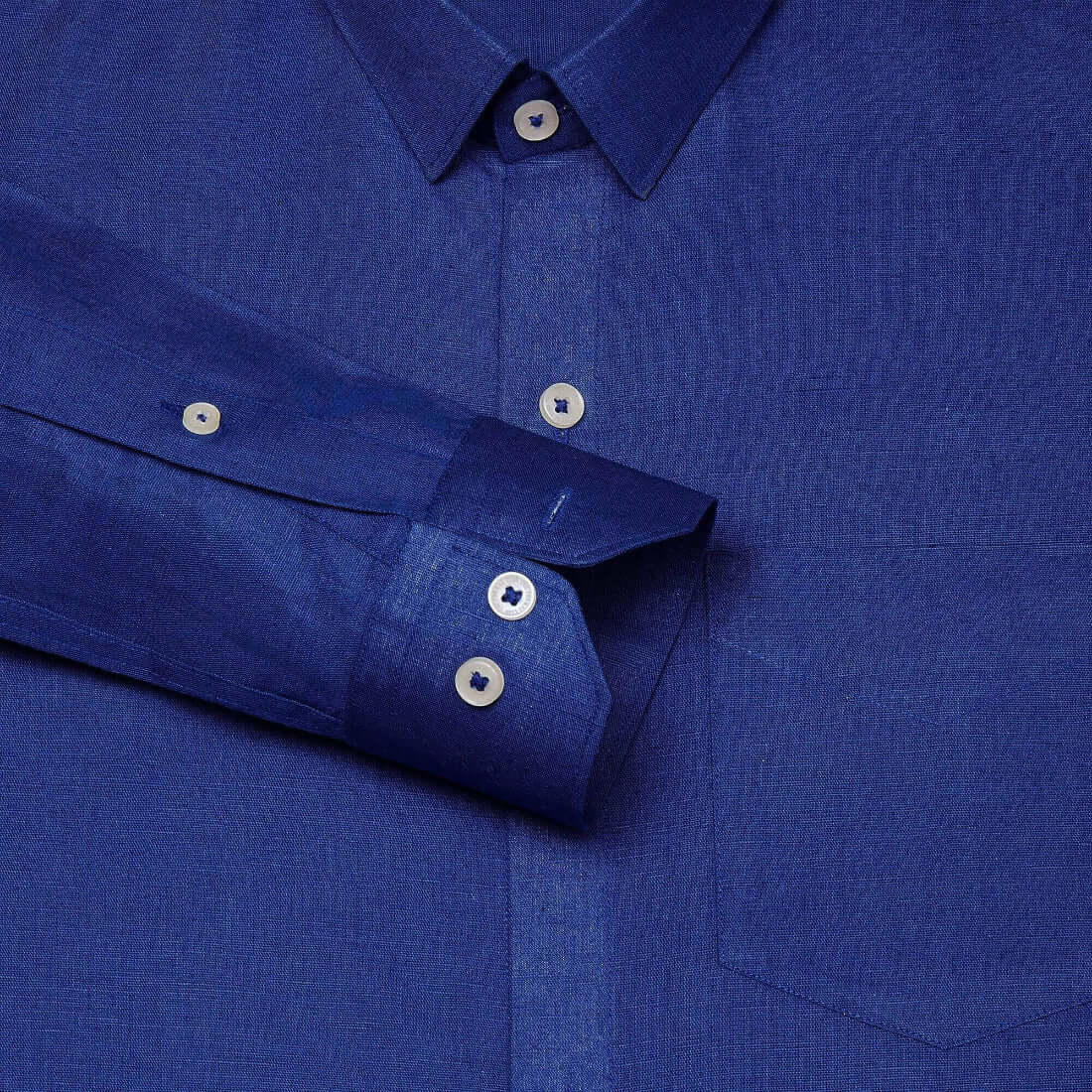 Luna Linen Solid Shirt In Navy Blue