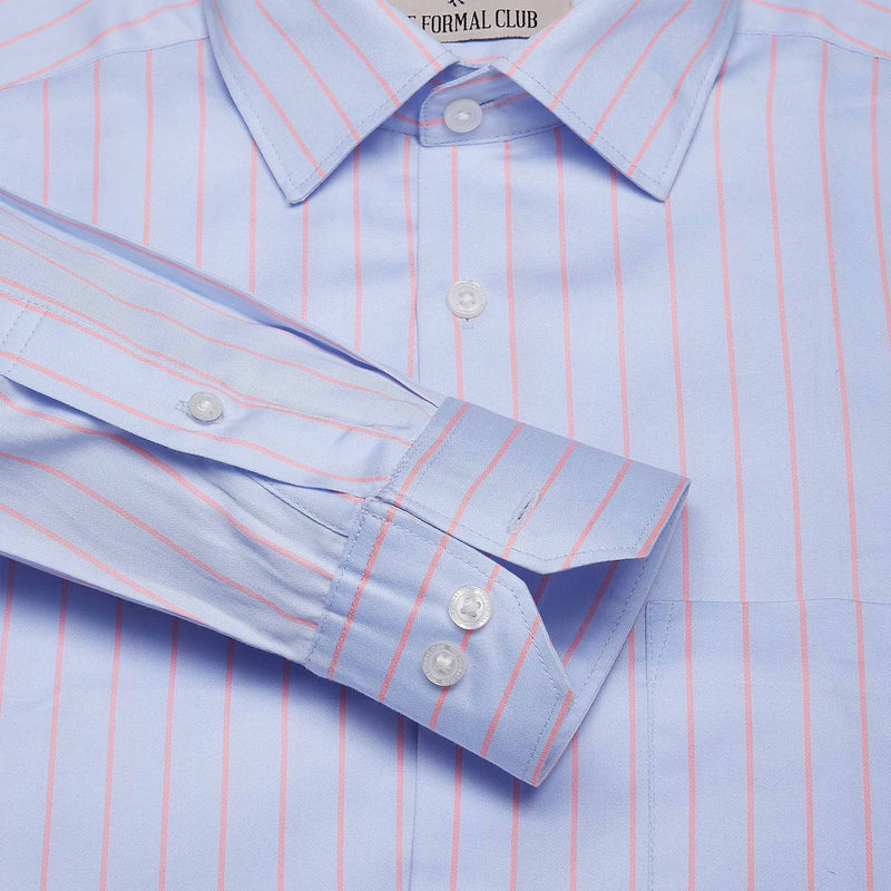 Enigma Cotton Stripes Shirt In Light Blue