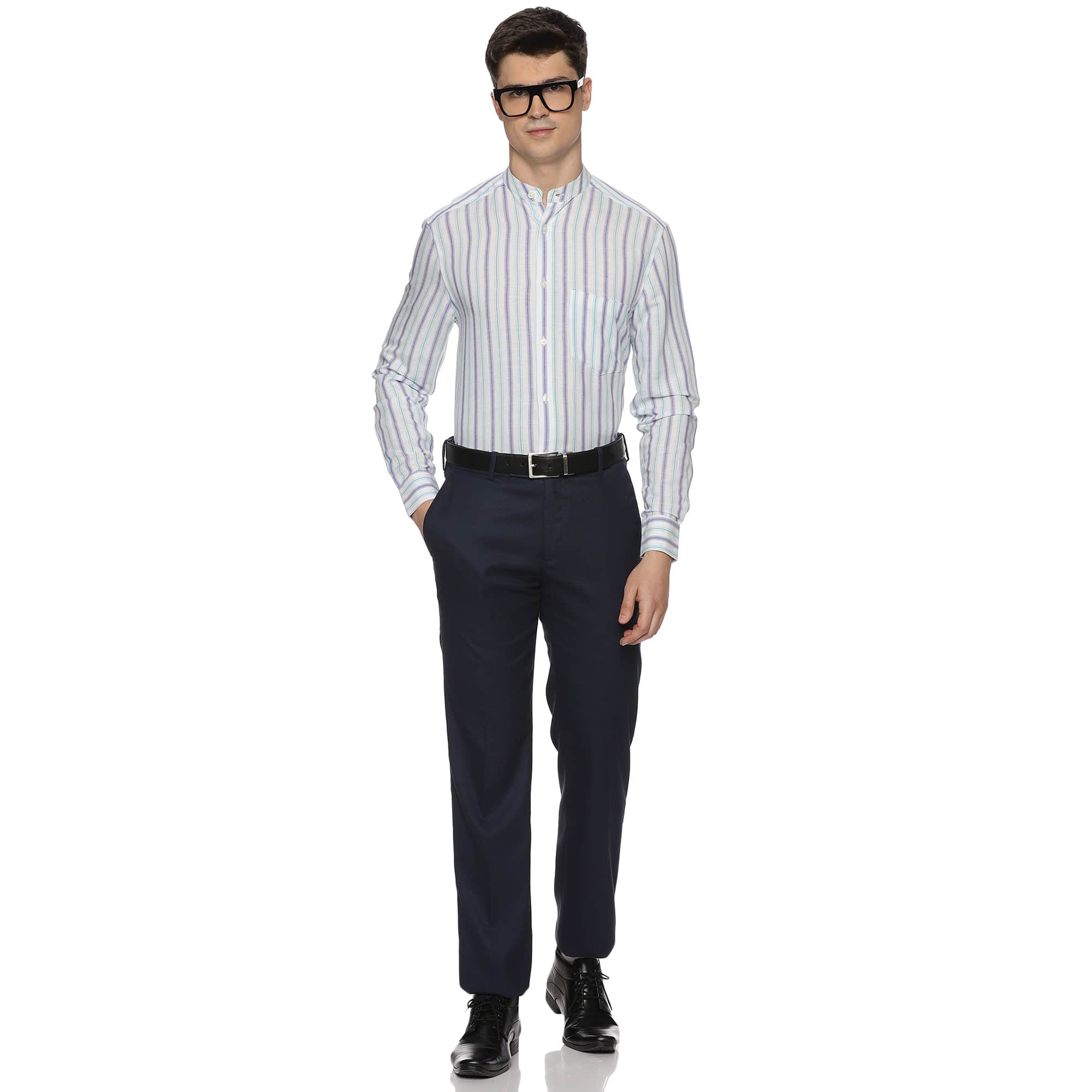 Luna Lenin Stripes Shirt In White - The Formal Club