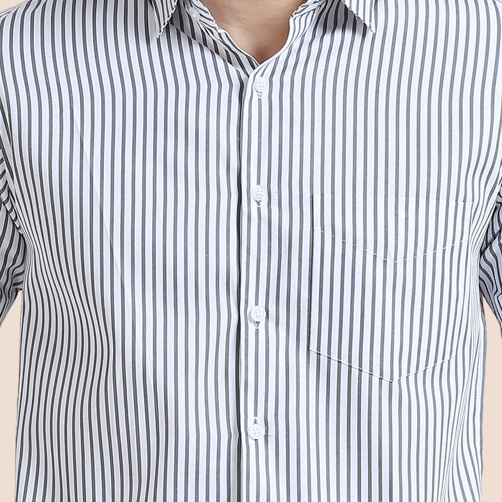 Ashley Half Sleeve Shirt In Skyline Grey Stripes